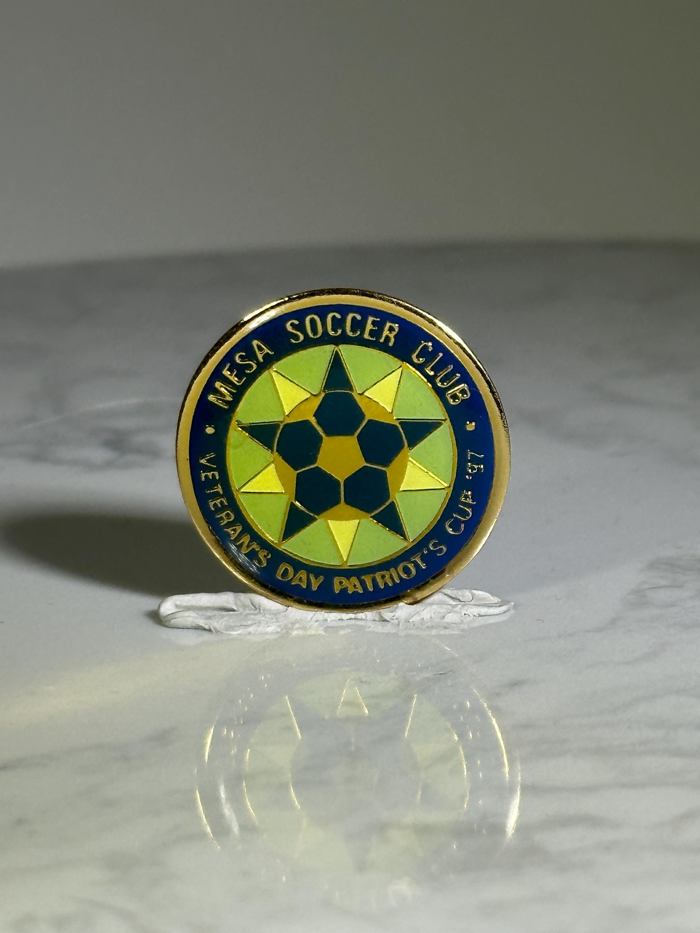 Mesa Soccer Club Pin: Gold Enamel Badge - Veterans Day Sports Accessory