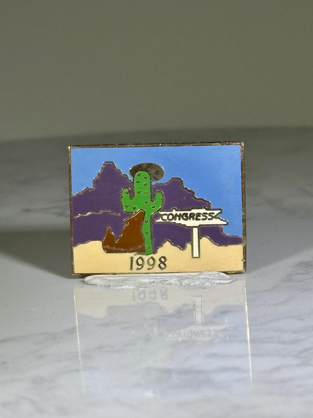 Congress Arizona Souvenir Pin: Enamel Landscape Design - 1998 Travel Accessory