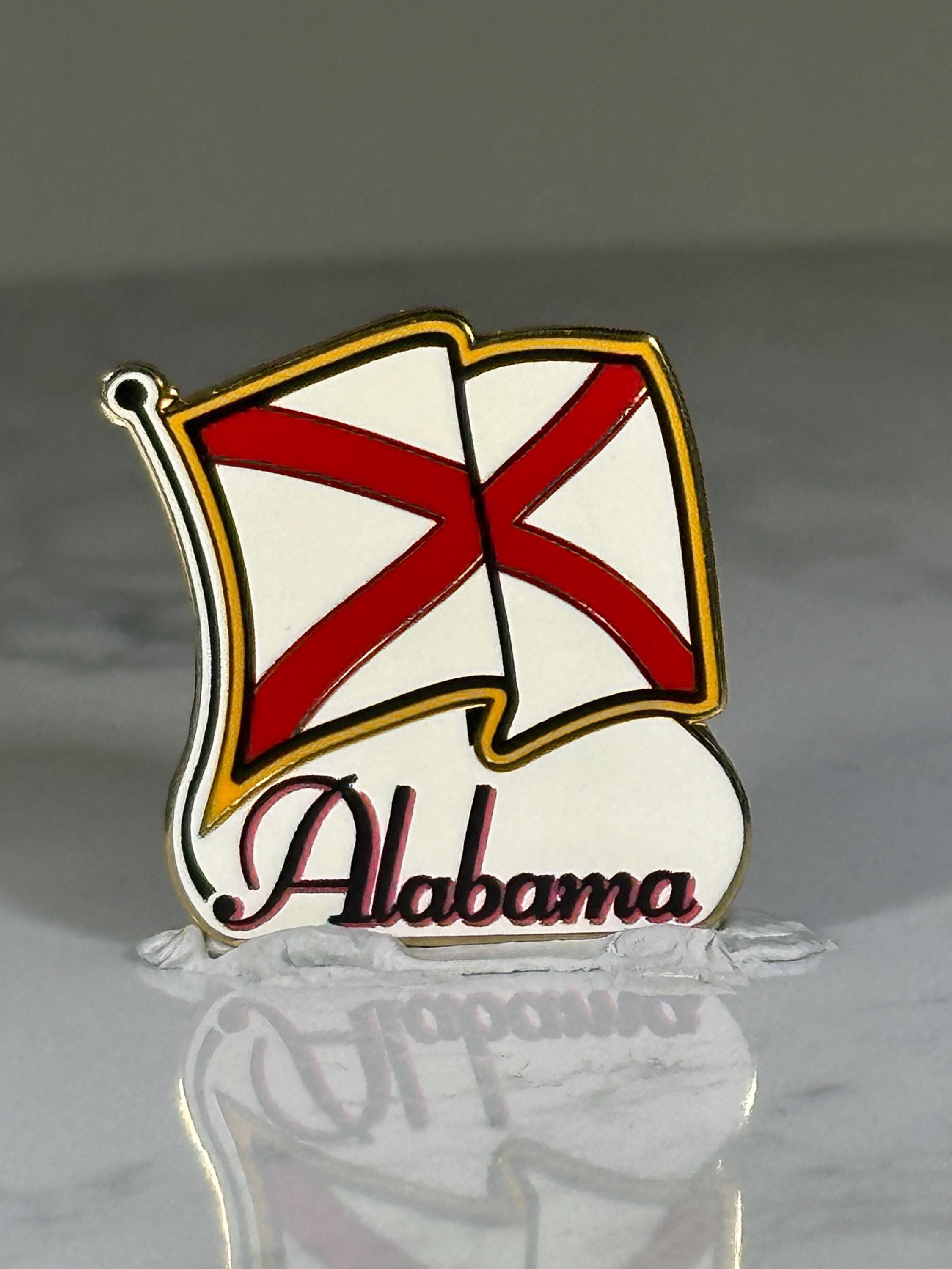 Alabama State Flag Pin: Bold Red & White Enamel - Vintage Souvenir Accessory