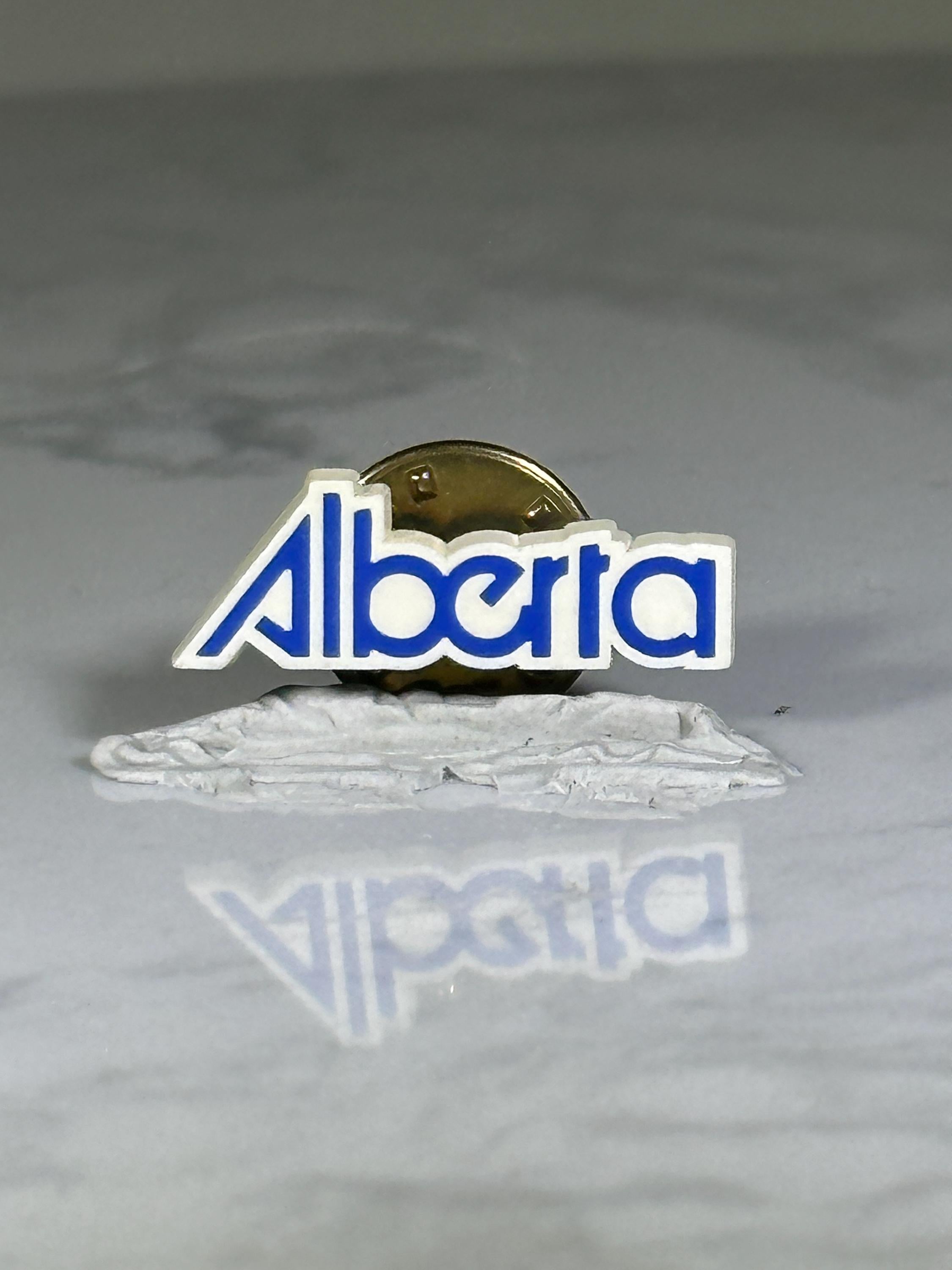 Alberta Souvenir Pin: White & Blue Enamel - Vintage Travel Accessory
