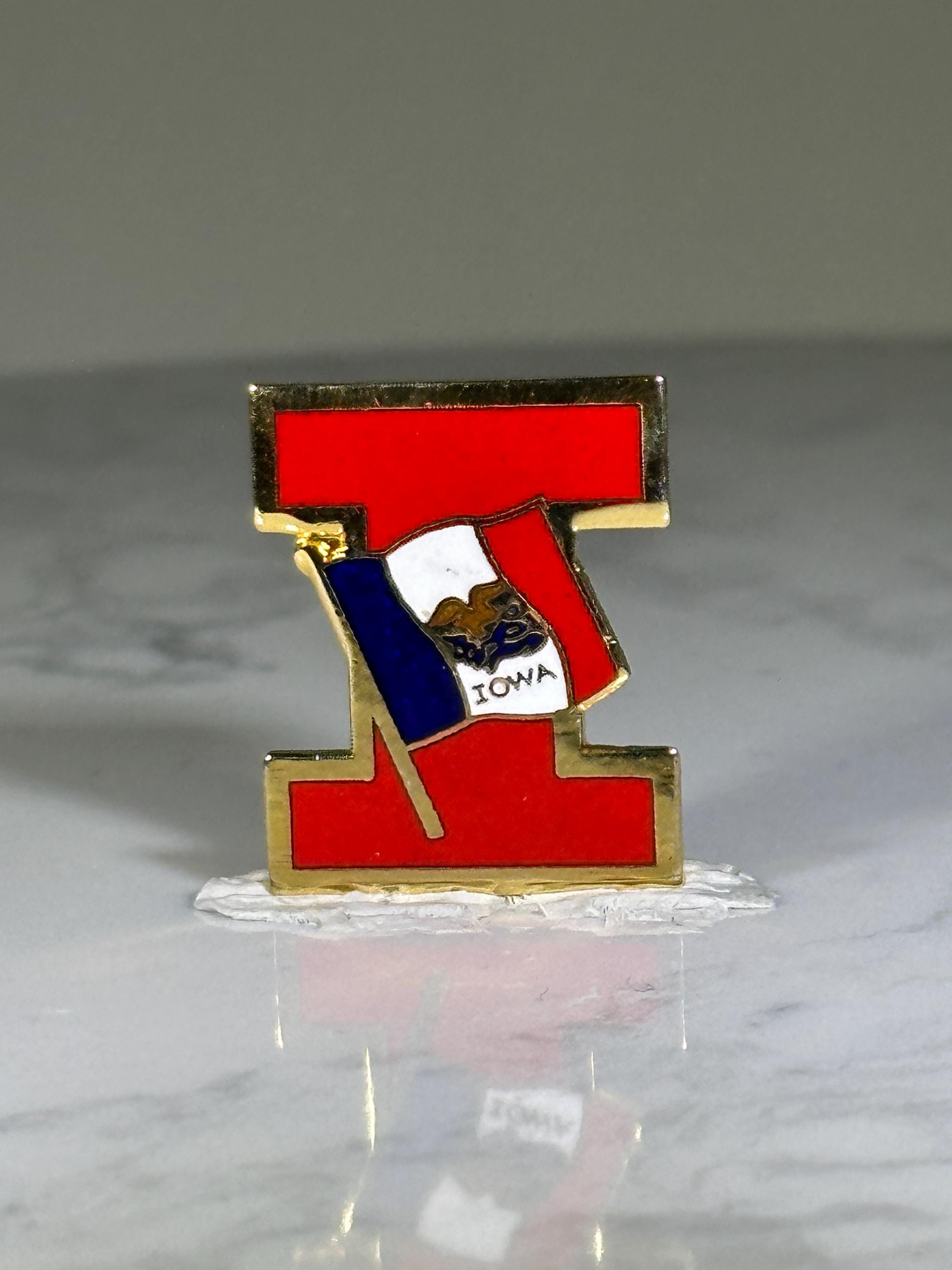 Iowa State Flag Pin: Red & Gold Enamel - Vintage Souvenir Accessory