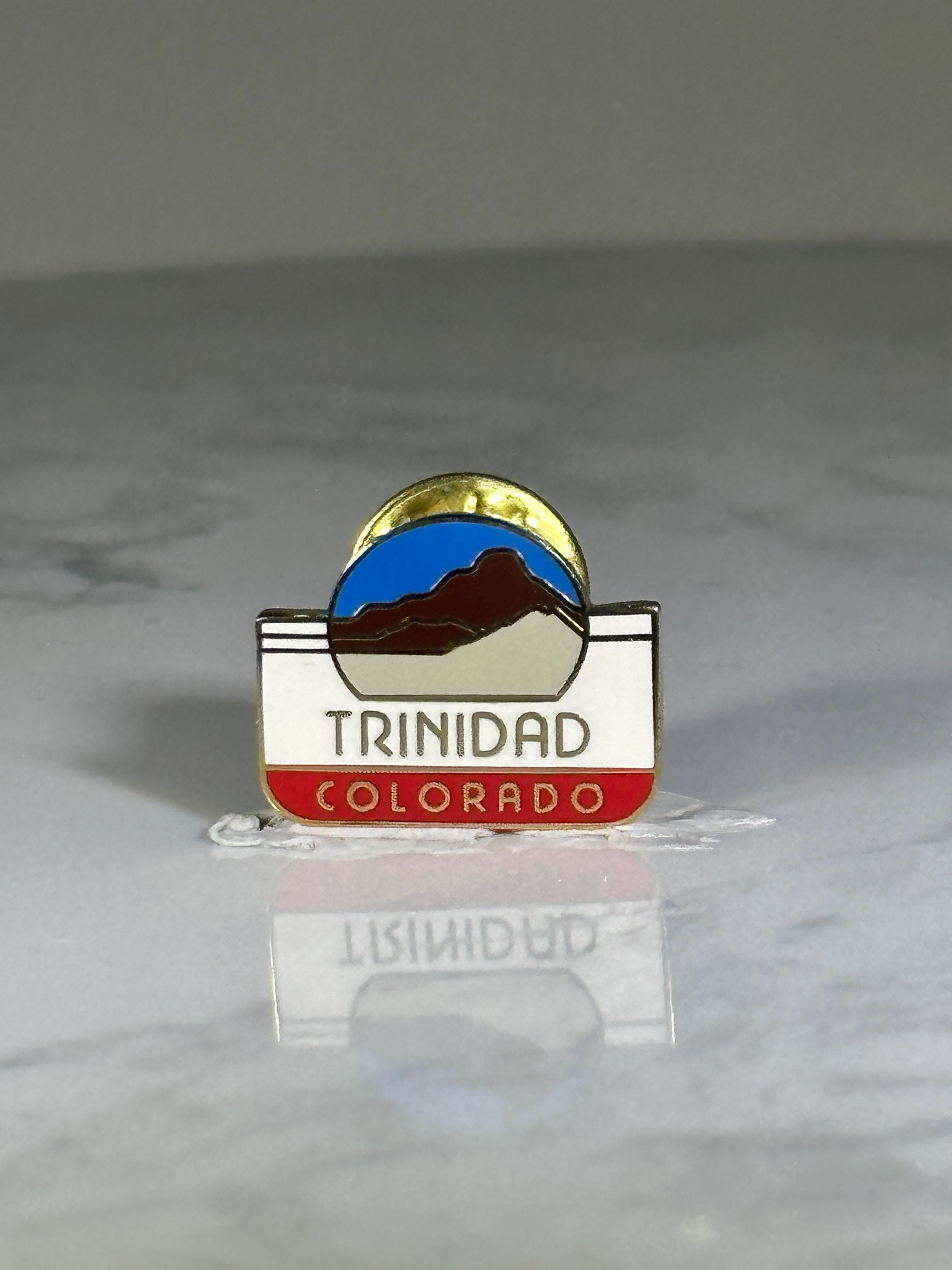 Trinidad Colorado Travel Pin: Enamel Gold-Tone - Vintage Souvenir Accessory