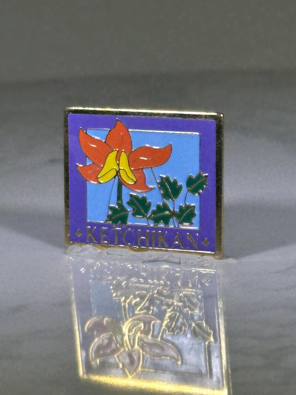 Ketchikan Alaska Flower Enamel Pin: Red & Yellow Columbine - Souvenir Travel Accessory