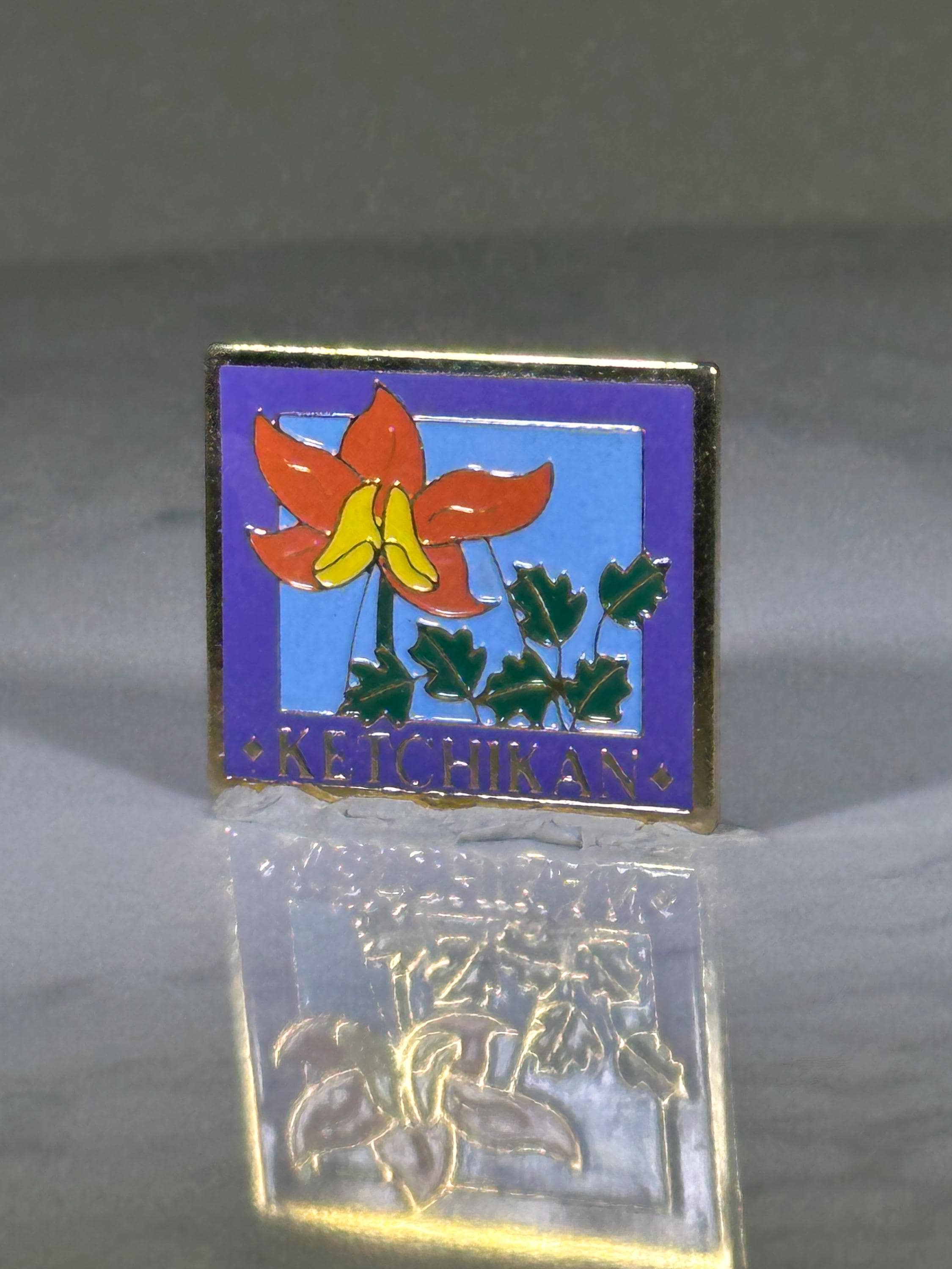Ketchikan Alaska Flower Enamel Pin: Red & Yellow Columbine - Souvenir Travel Accessory