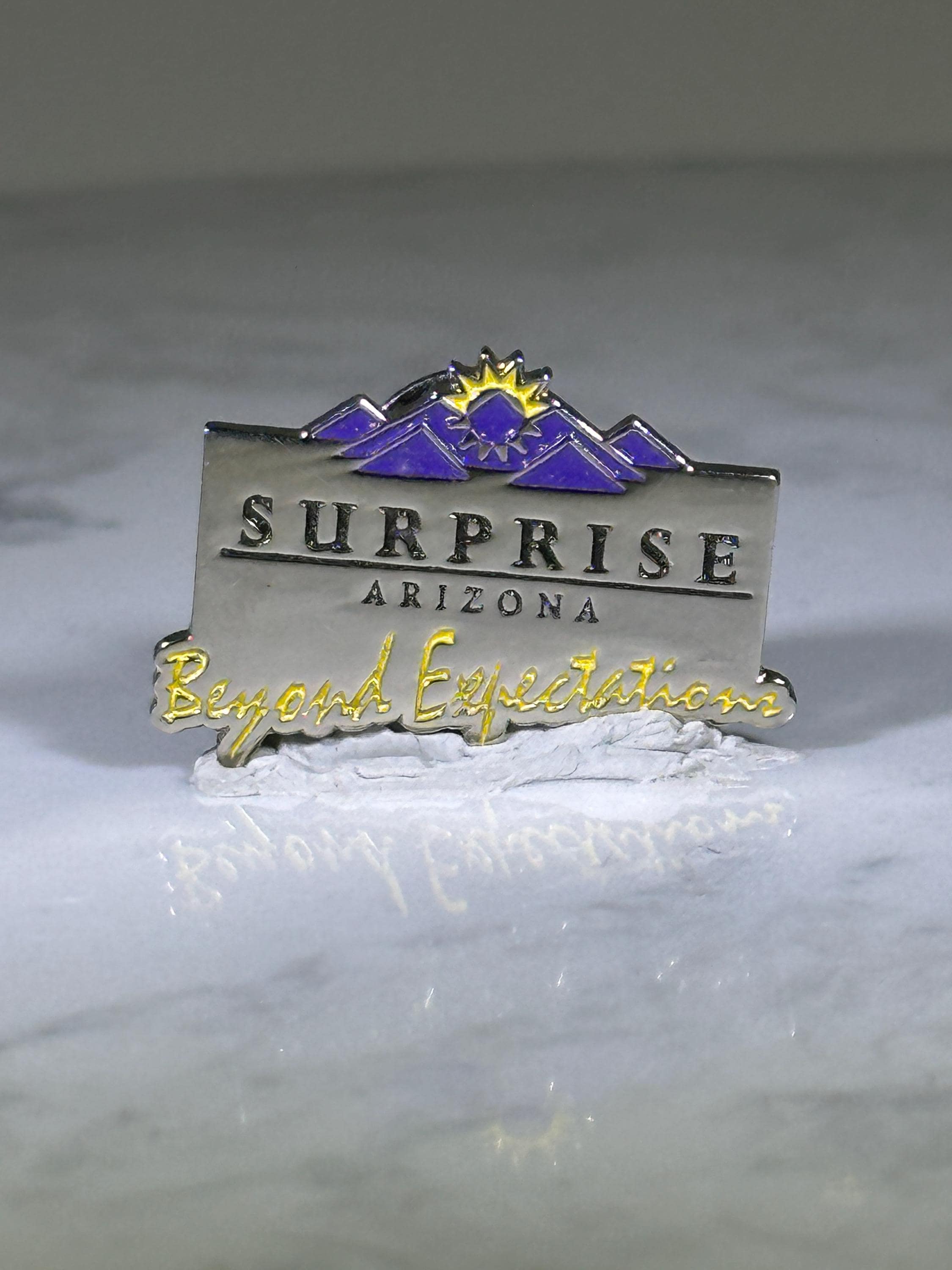 Surprise Arizona Lapel Pin: Silver & Purple Enamel - Travel Souvenir Accessory