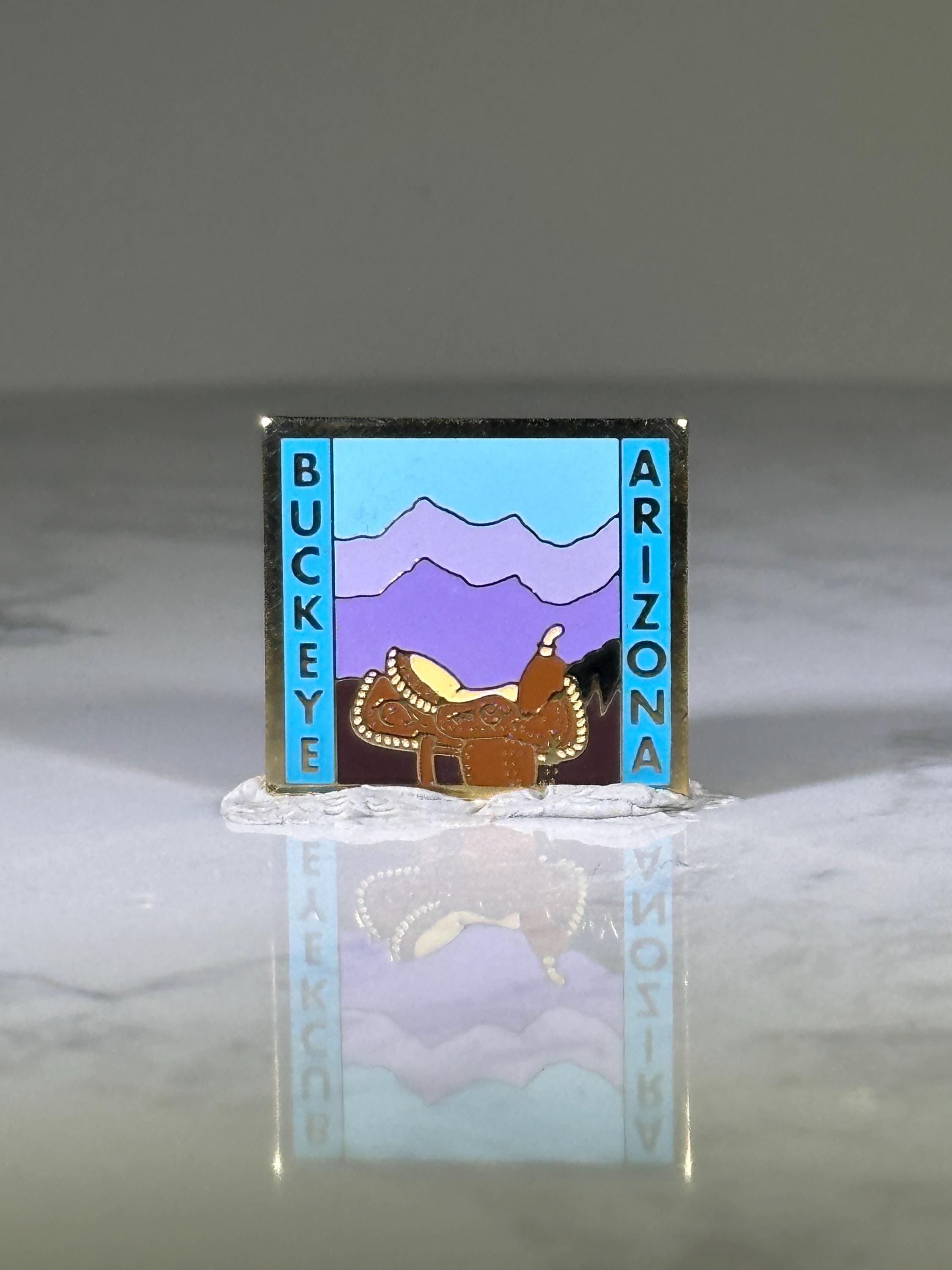 Buckeye Arizona Souvenir Pin: Purple Mountain Scene - Vintage Travel Accessory