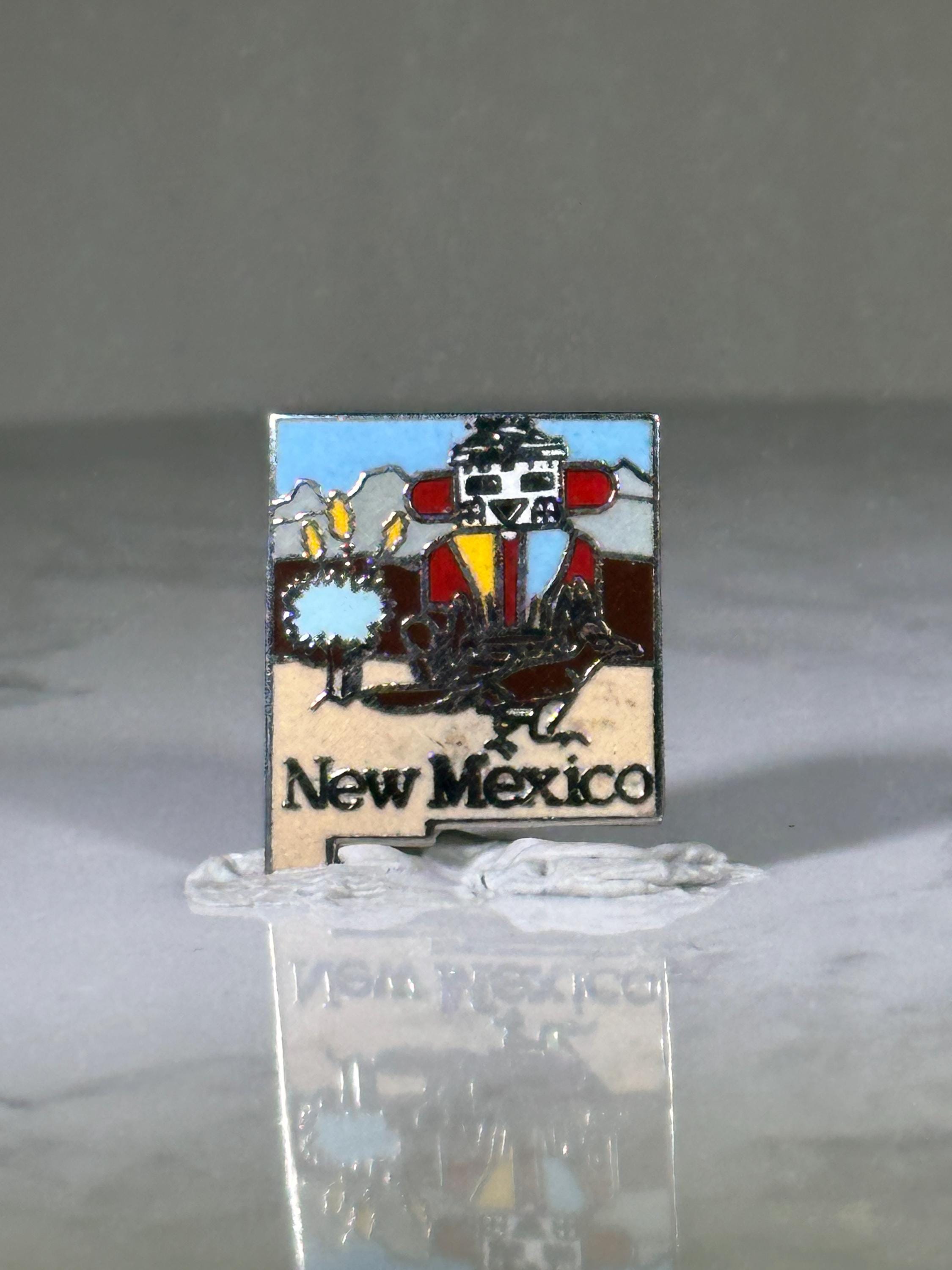 New Mexico Souvenir Pin: Colorful Enamel Square - Southwest Travel Accessory