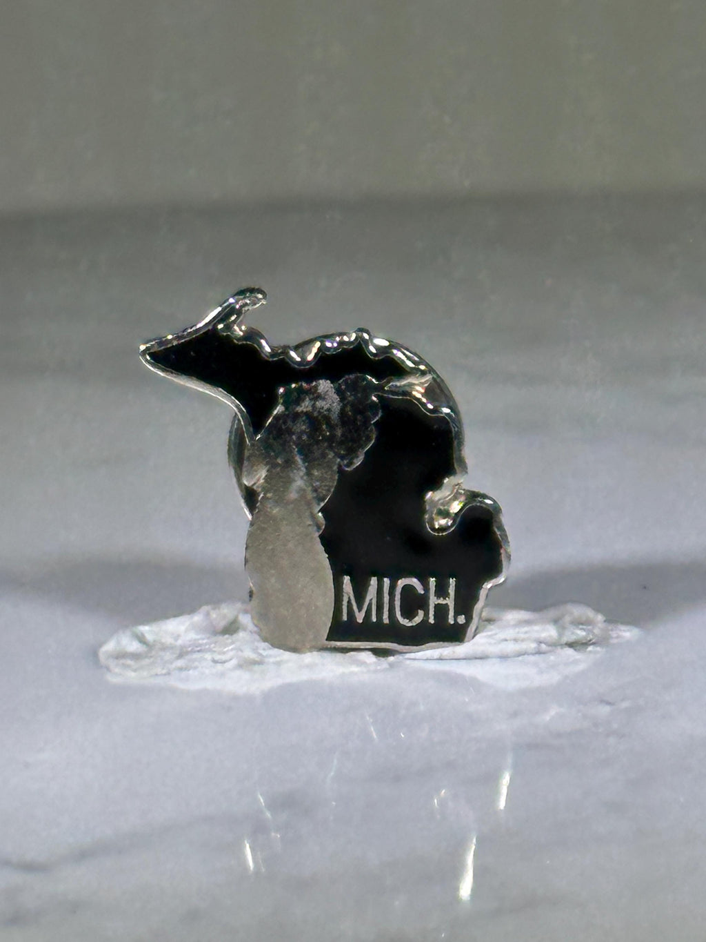 Michigan State Souvenir Pin: Black Enamel Silver-Tone - Vintage Travel Accessory