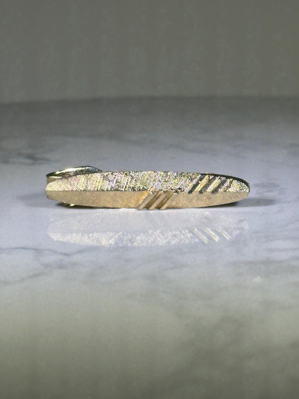 Textured Gold Tone Tie Clip: Classic Diagonal Etch - Vintage Accessory