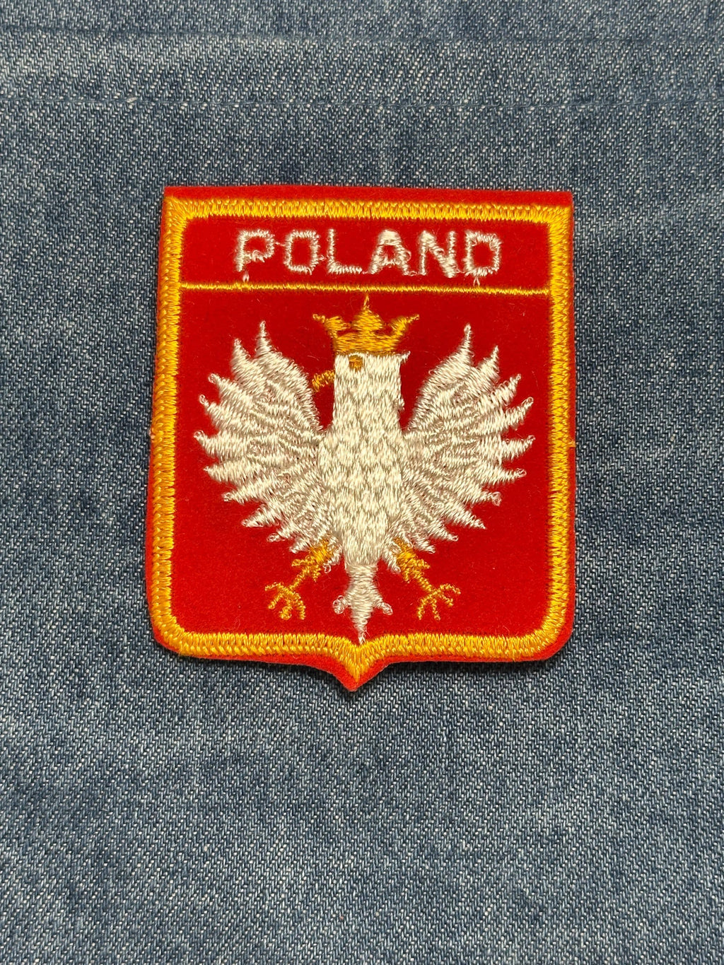 Poland Eagle Iron On Patch: Red & Gold Embroidered - Vintage Heritage Accessory