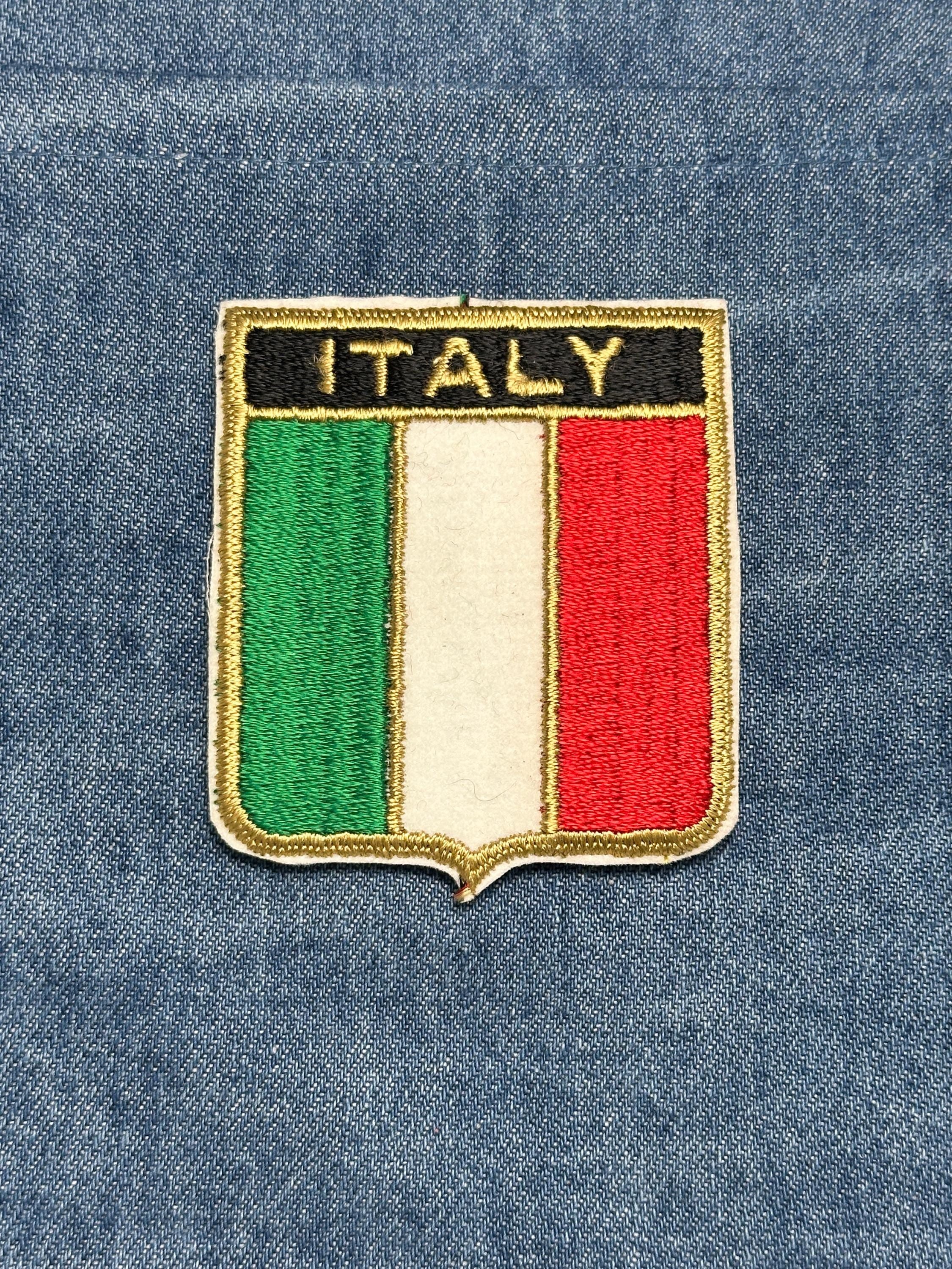 Italy Flag Iron On Patch: Embroidered Tricolor Shield - Vintage Travel Accessory