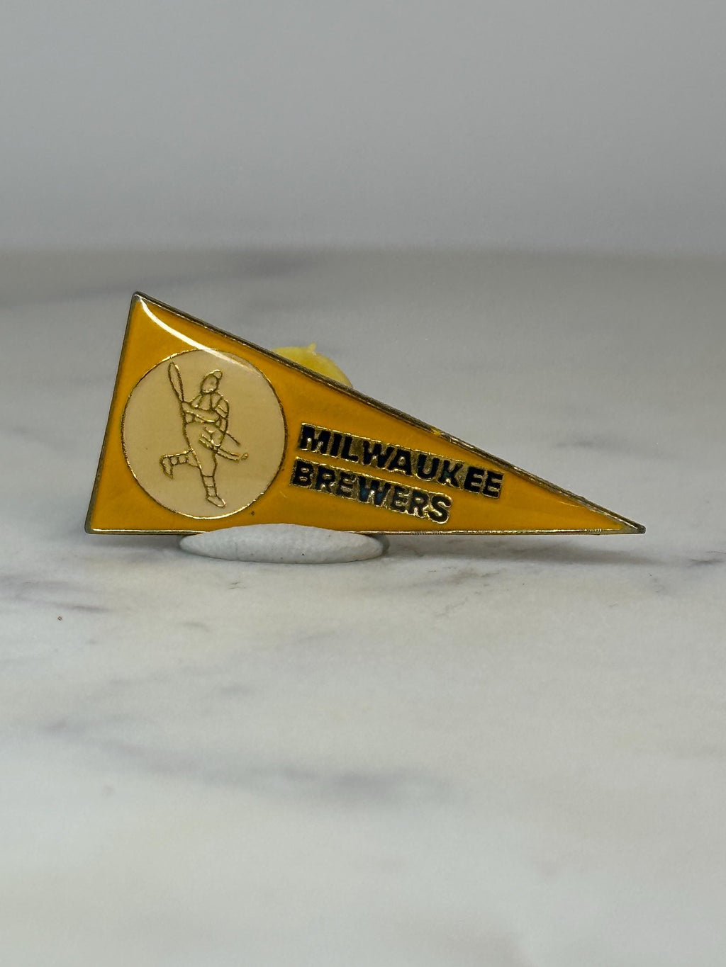 Milwaukee Brewers Pennant Pin: Yellow Enamel - Vintage Sports Accessory