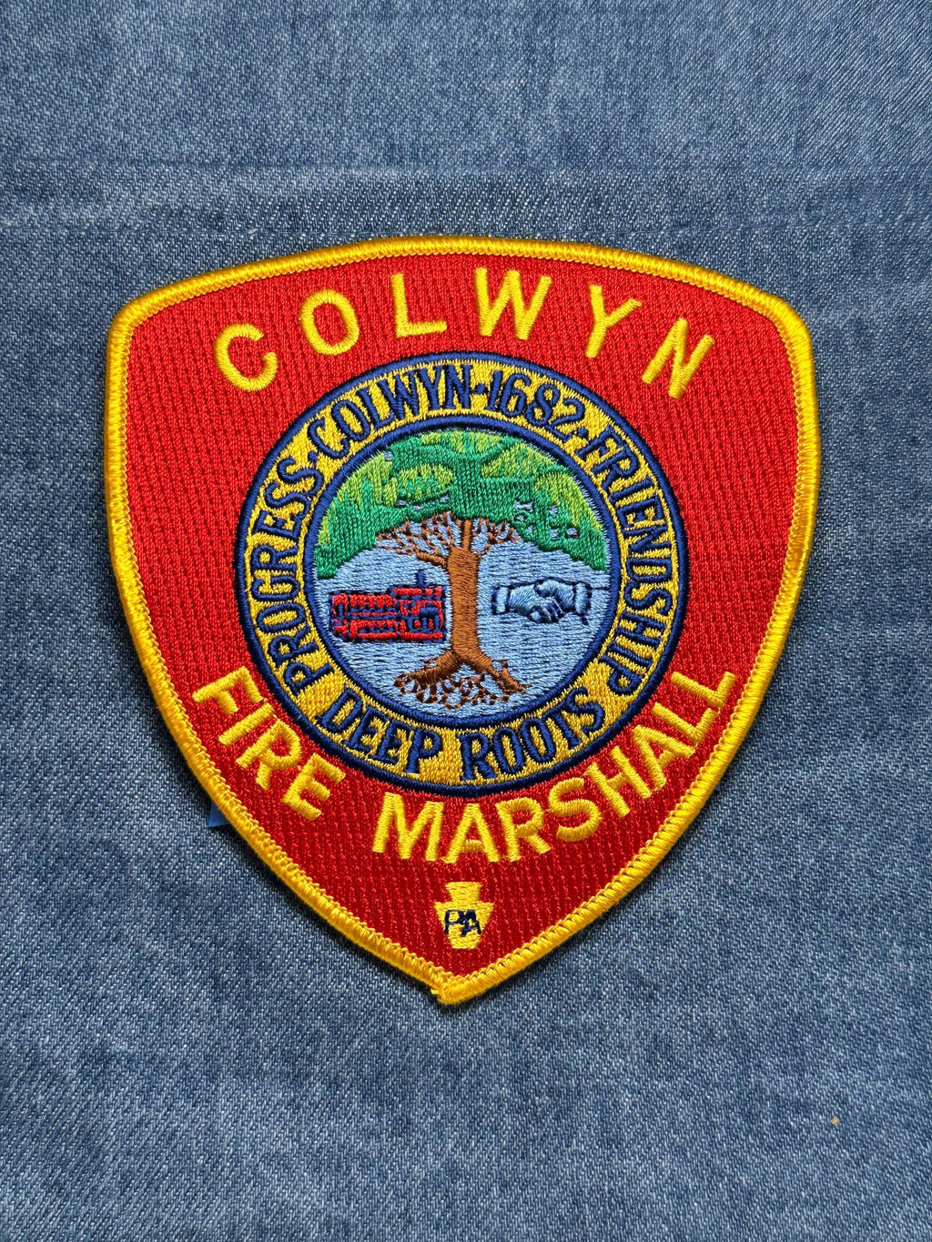 Colwyn Fire Marshal Collectable Iron-On Patch: Red & Yellow - Vintage Emergency Accessory