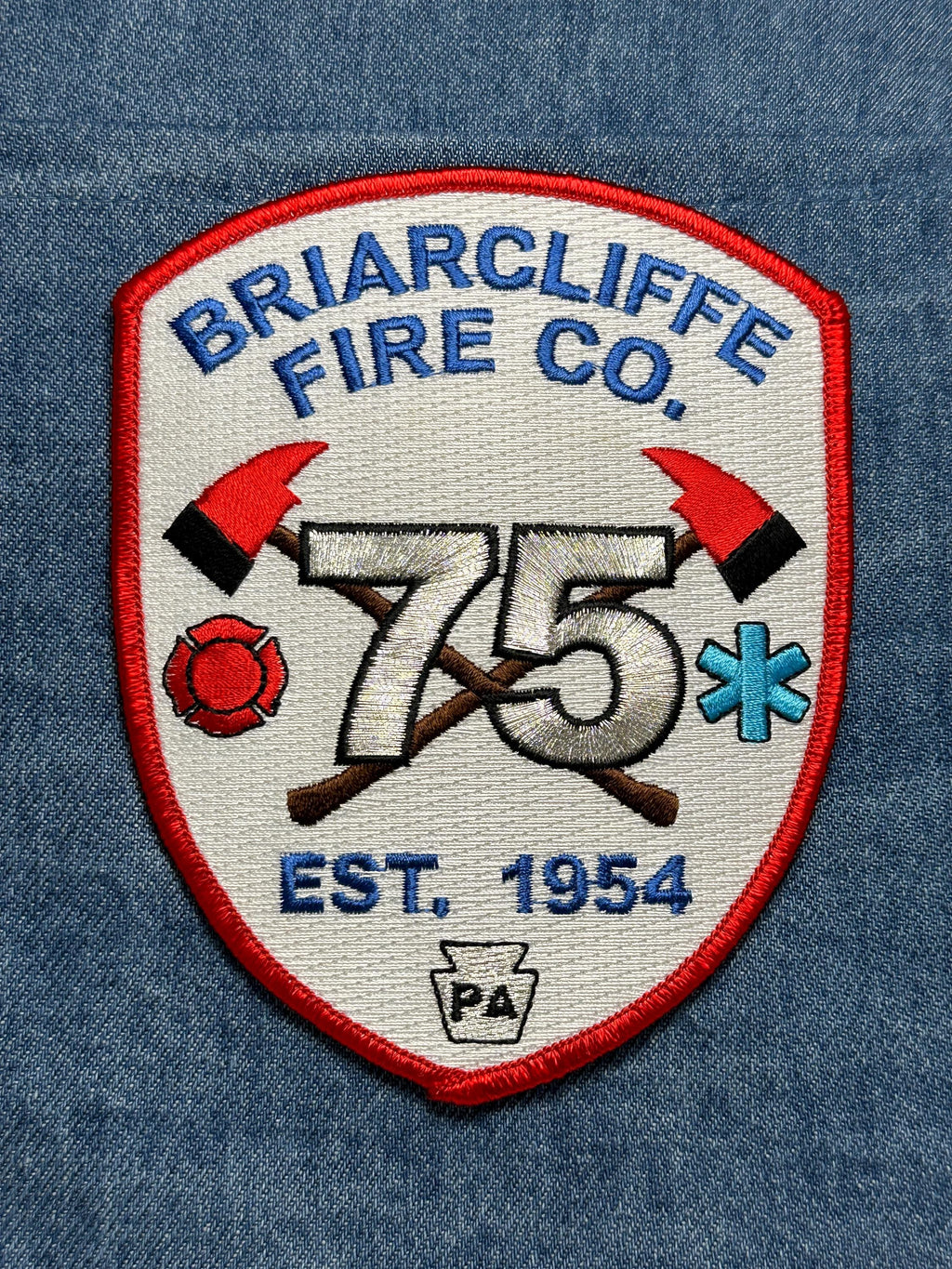 Briarcliffe Fire Co. Collectable Iron-On Patch: Red White Blue - Vintage Firefighter Accessory