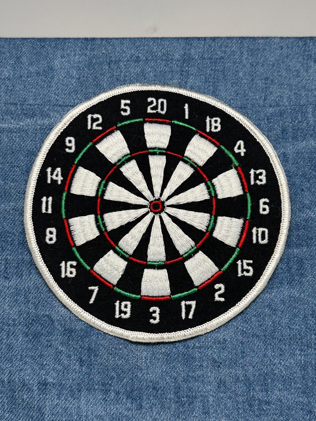 Dartboard Collectable Patch: Sew-On Black & White - Retro Game Accessory