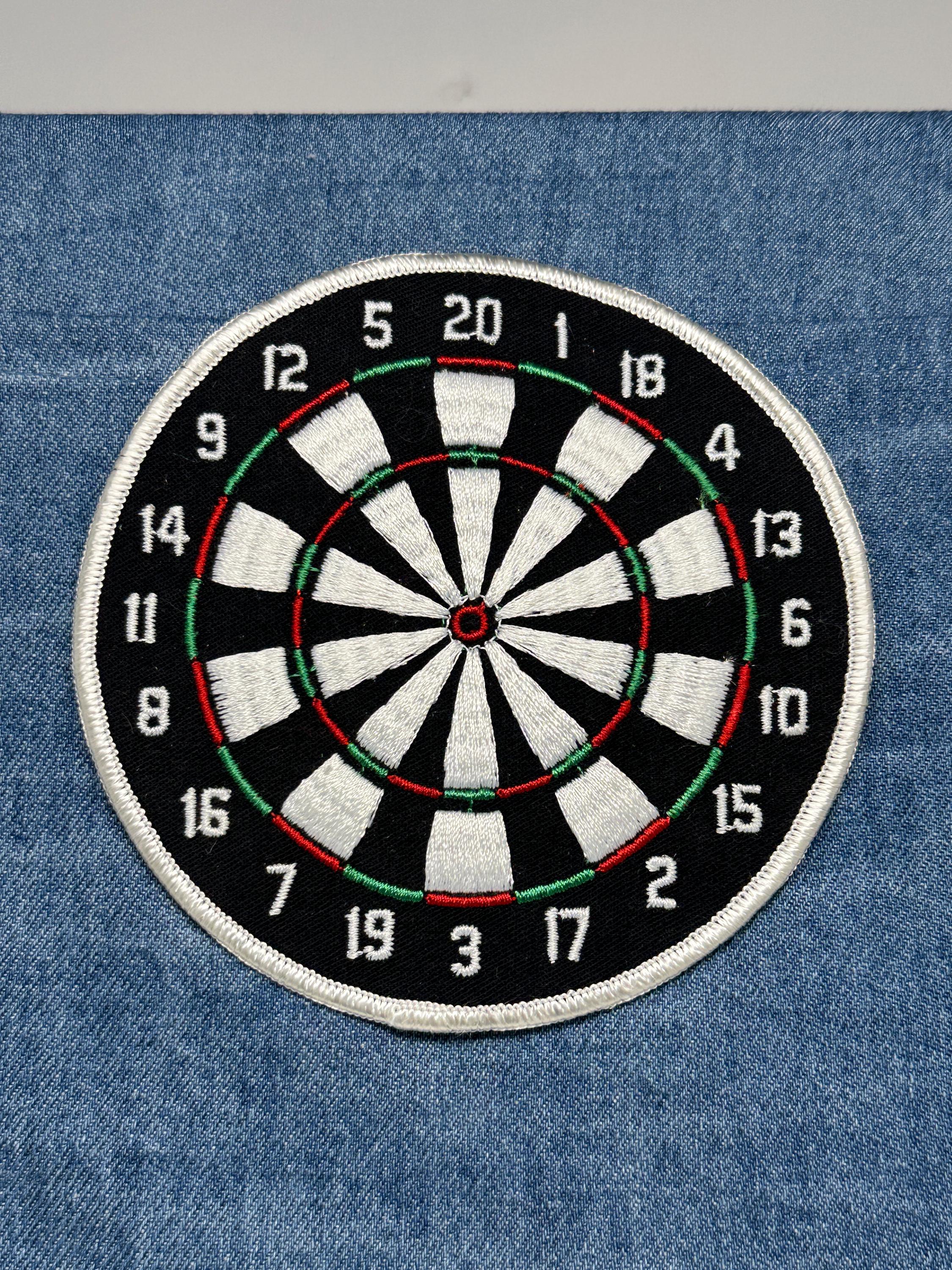 Dartboard Collectable Patch: Sew-On Black & White - Retro Game Accessory