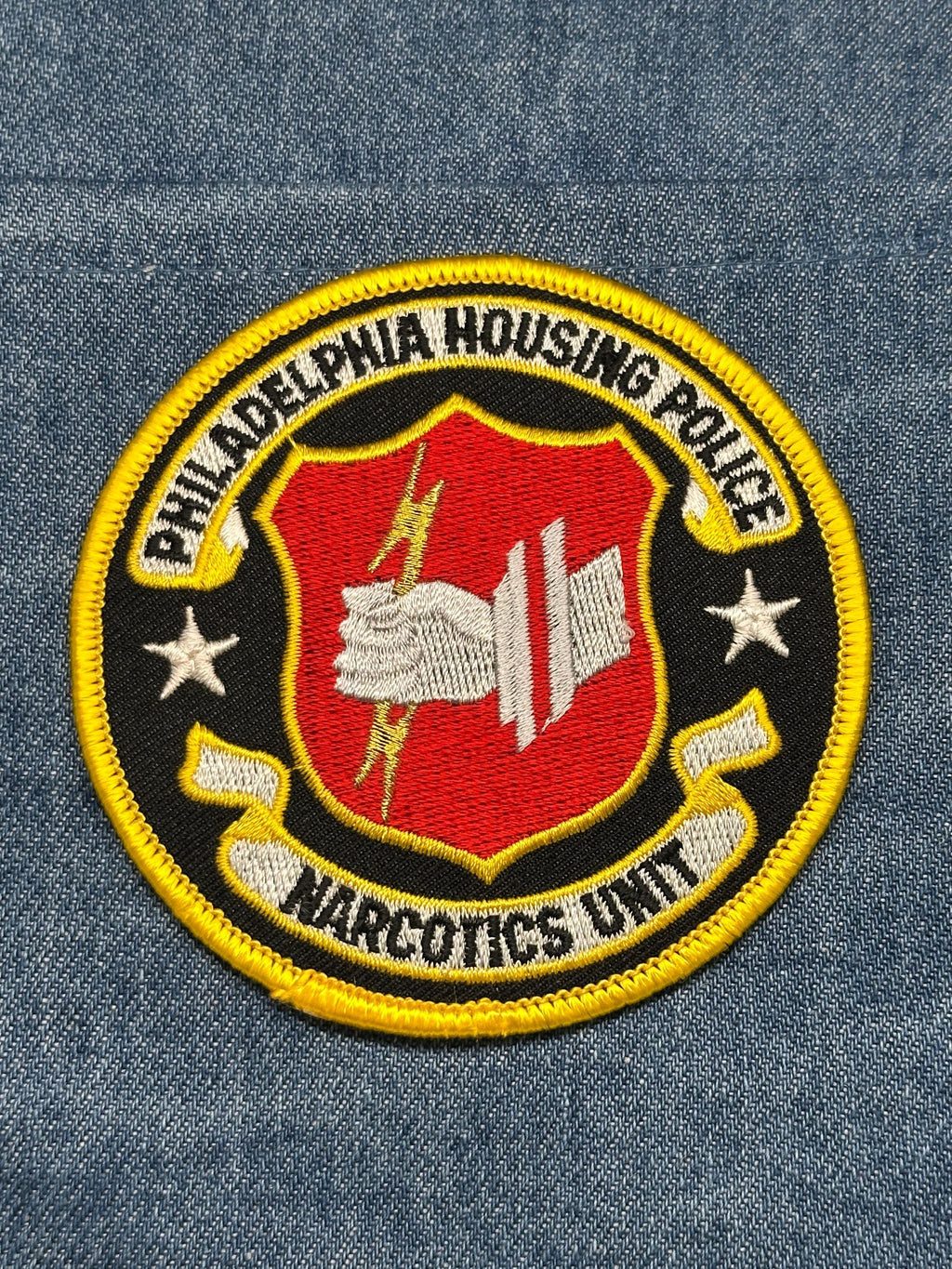 Philadelphia Housing Police Patch: Iron-On Yellow/Red Finish - Narcotics Unit Collectible