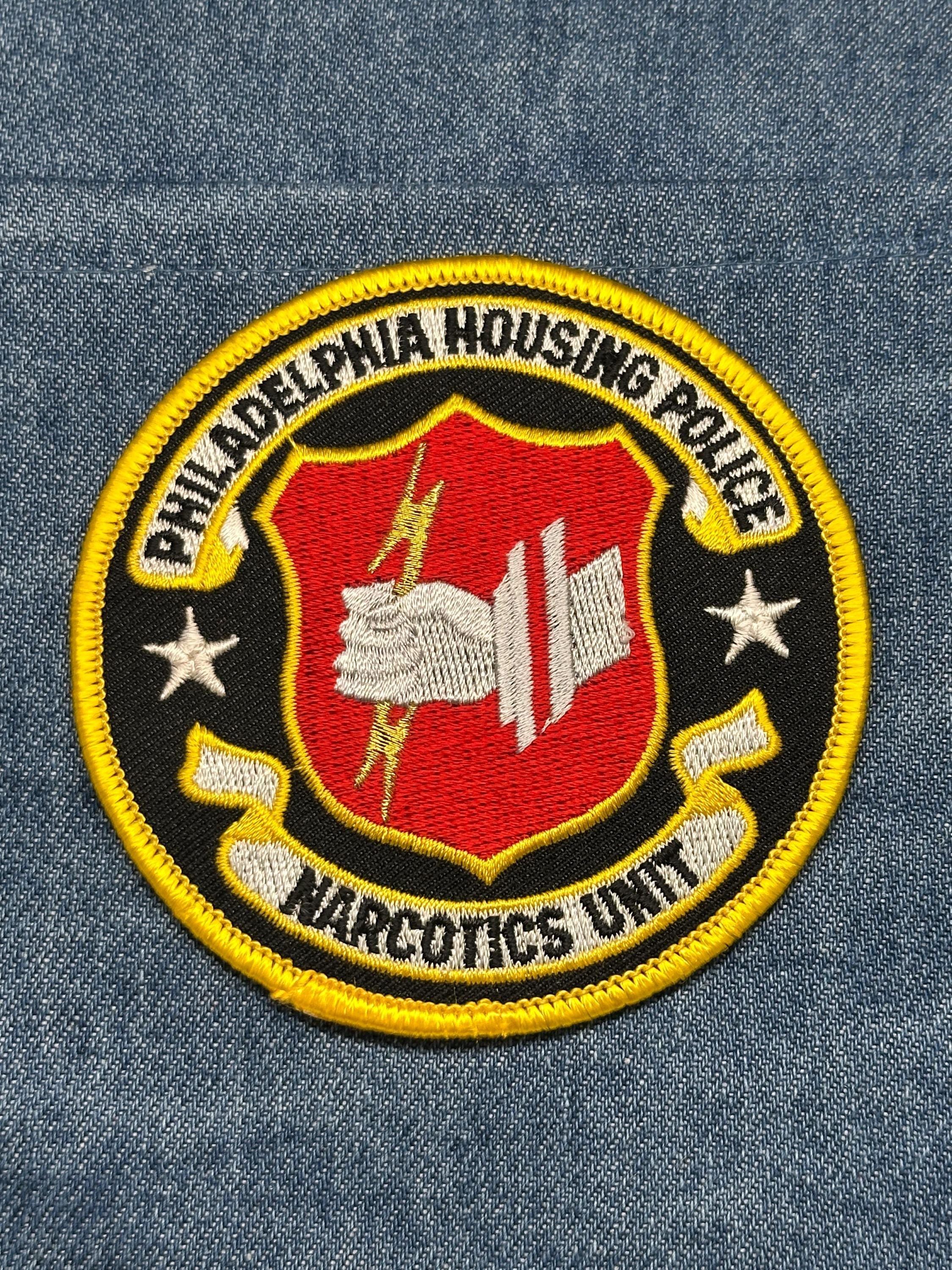 Philadelphia Housing Police Patch: Iron-On Yellow/Red Finish - Narcotics Unit Collectible