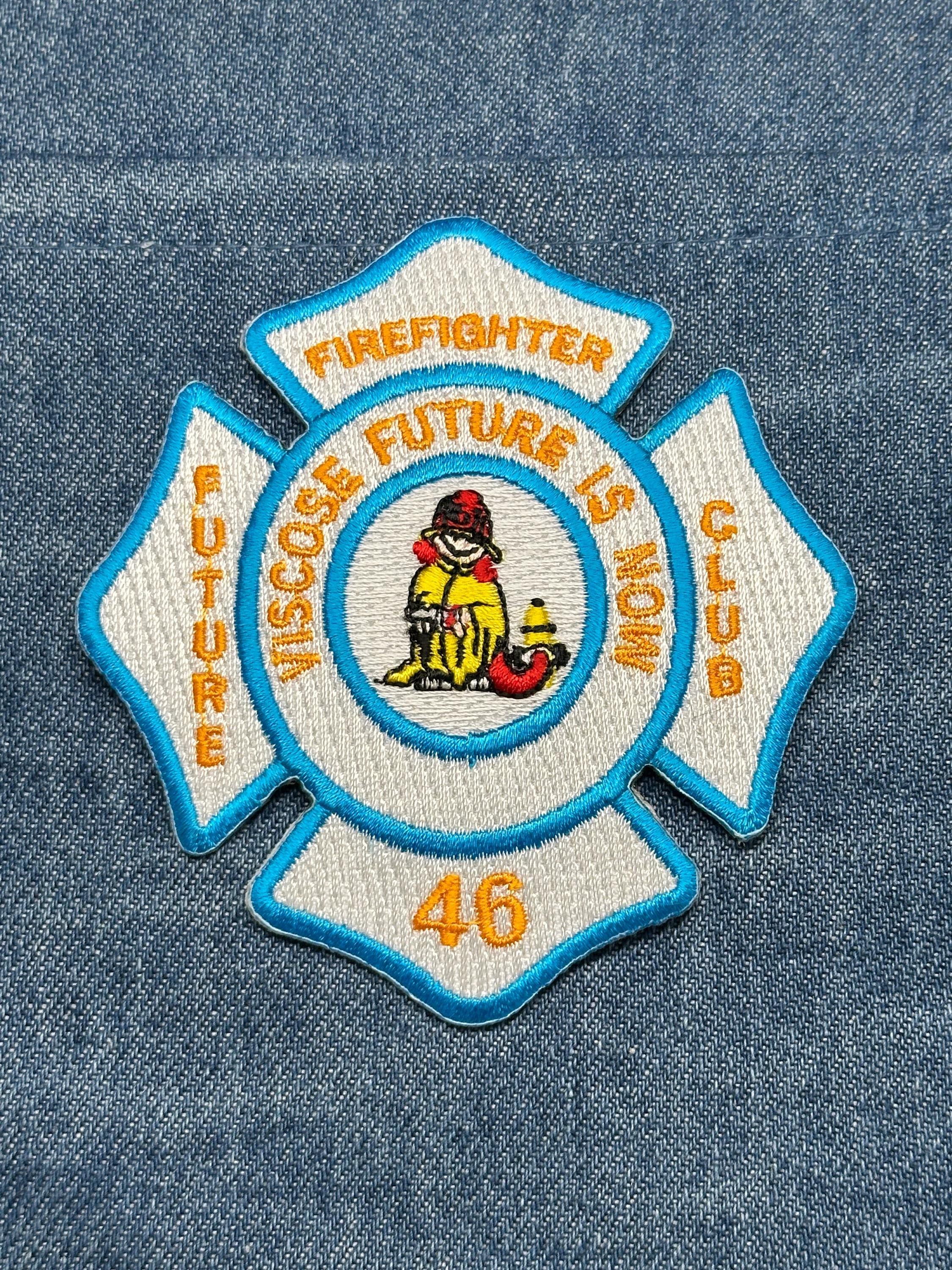 Viscose PN Firefighter Club 46 Patch: Iron-On Blue & White - Youth Club Accessory