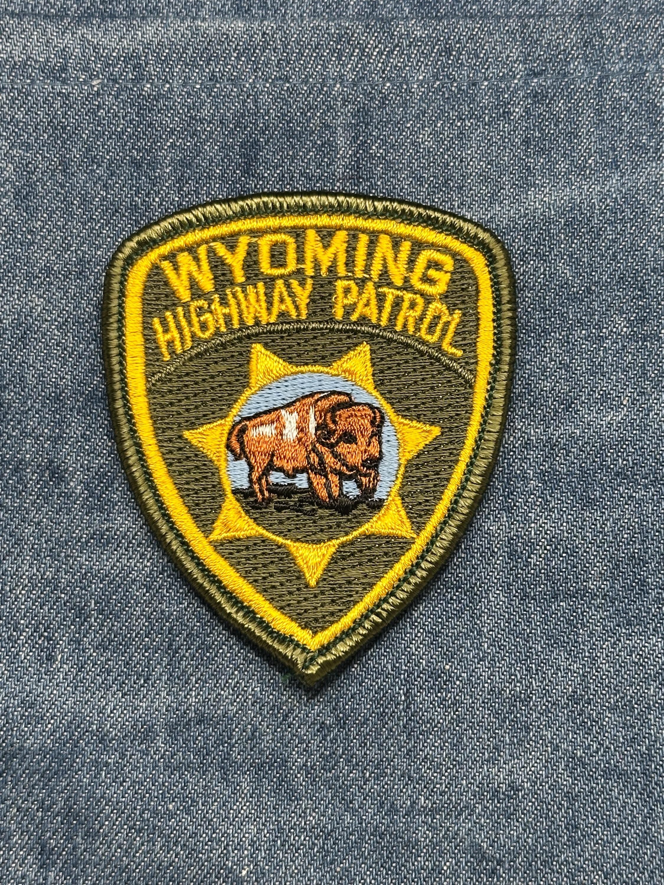 Wyoming Highway Patrol Collectable Patch: Iron-On Olive Yellow - Law Enforcement Accessory