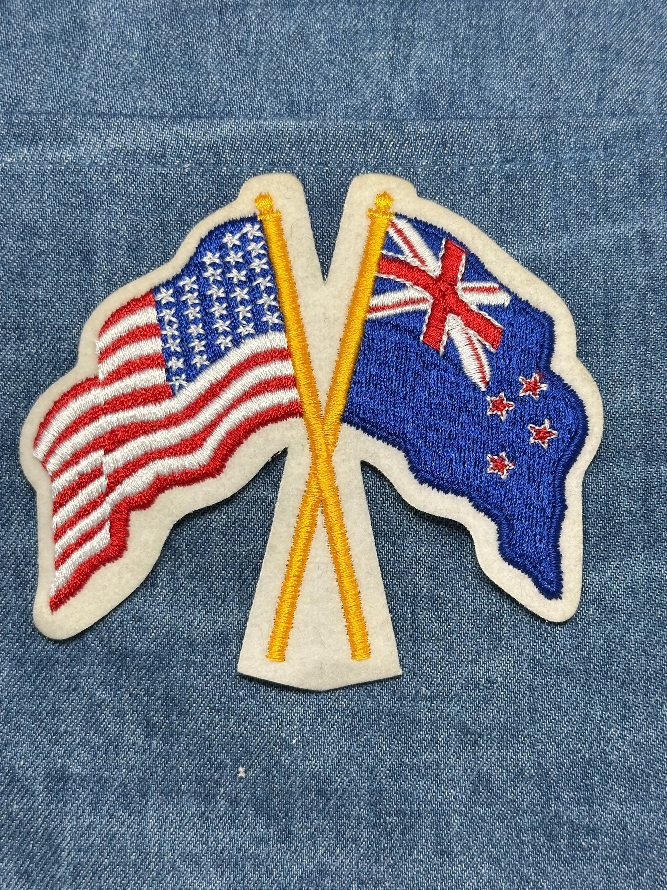 USA & NZ Flags Collectable Patch: Sew-On Vivid Colors - Patriotic Accessory