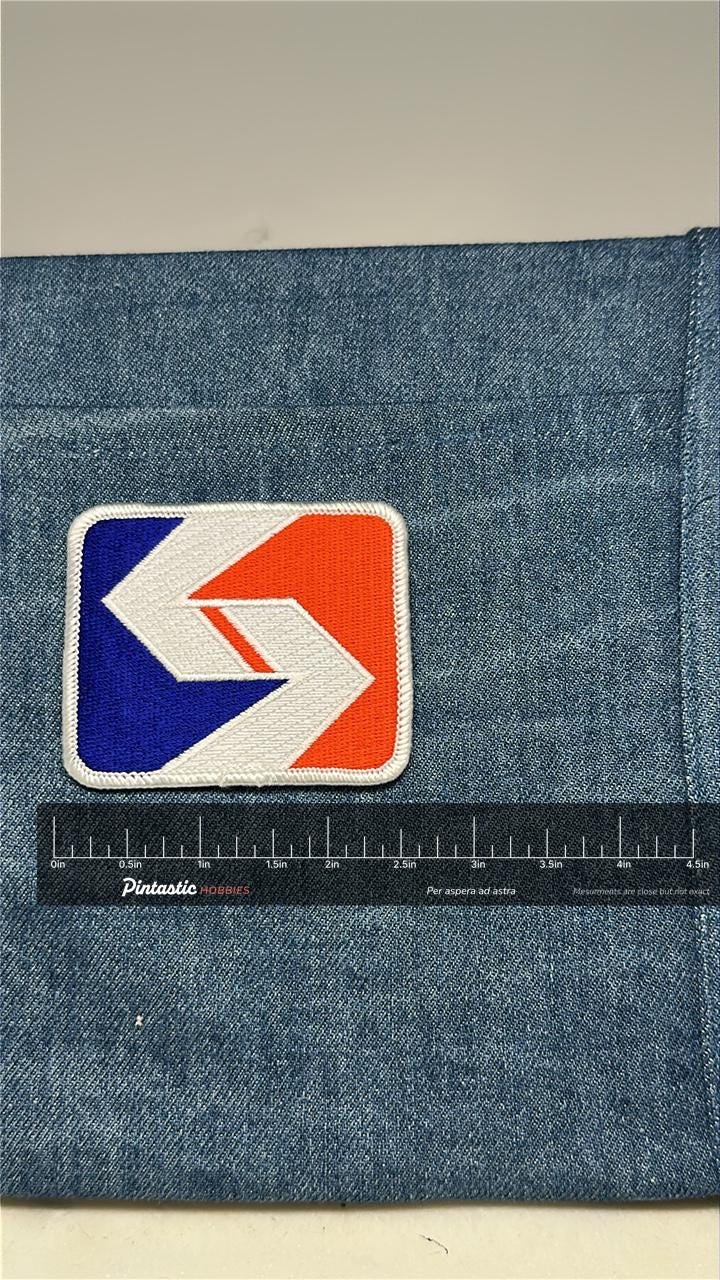 SE Pennsylvania Transportation Patch: Iron-On Red White Blue - Vintage Accessory with ruler overlay for size reference