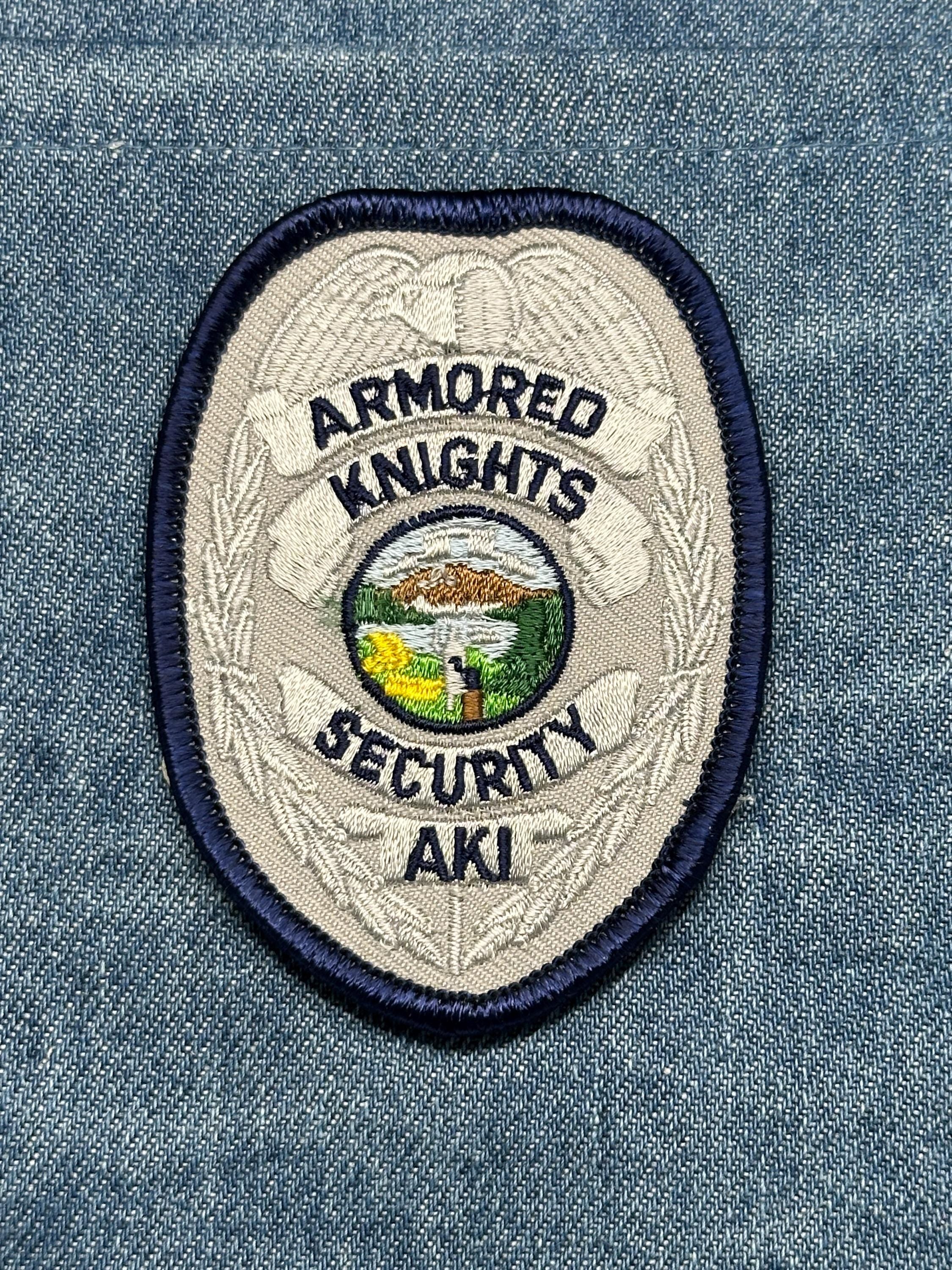 Armored Knights Security Collectable Patch: Iron-On Silver Shield - Private Guard Accessory
