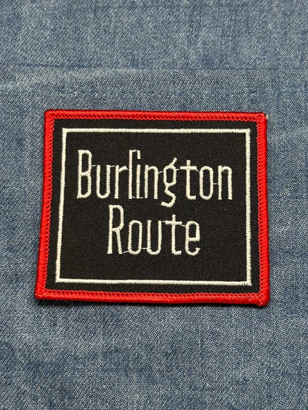 Burlington Route Collectable Patch: Sew-On Black Red White - Railroad Accessory