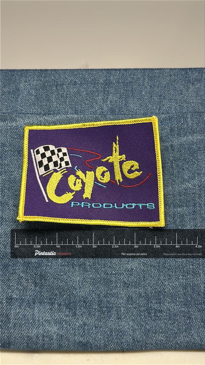 Coyote Products Collectable Patch: Sew-On Purple Racing - Retro Accessory with ruler overlay for size reference