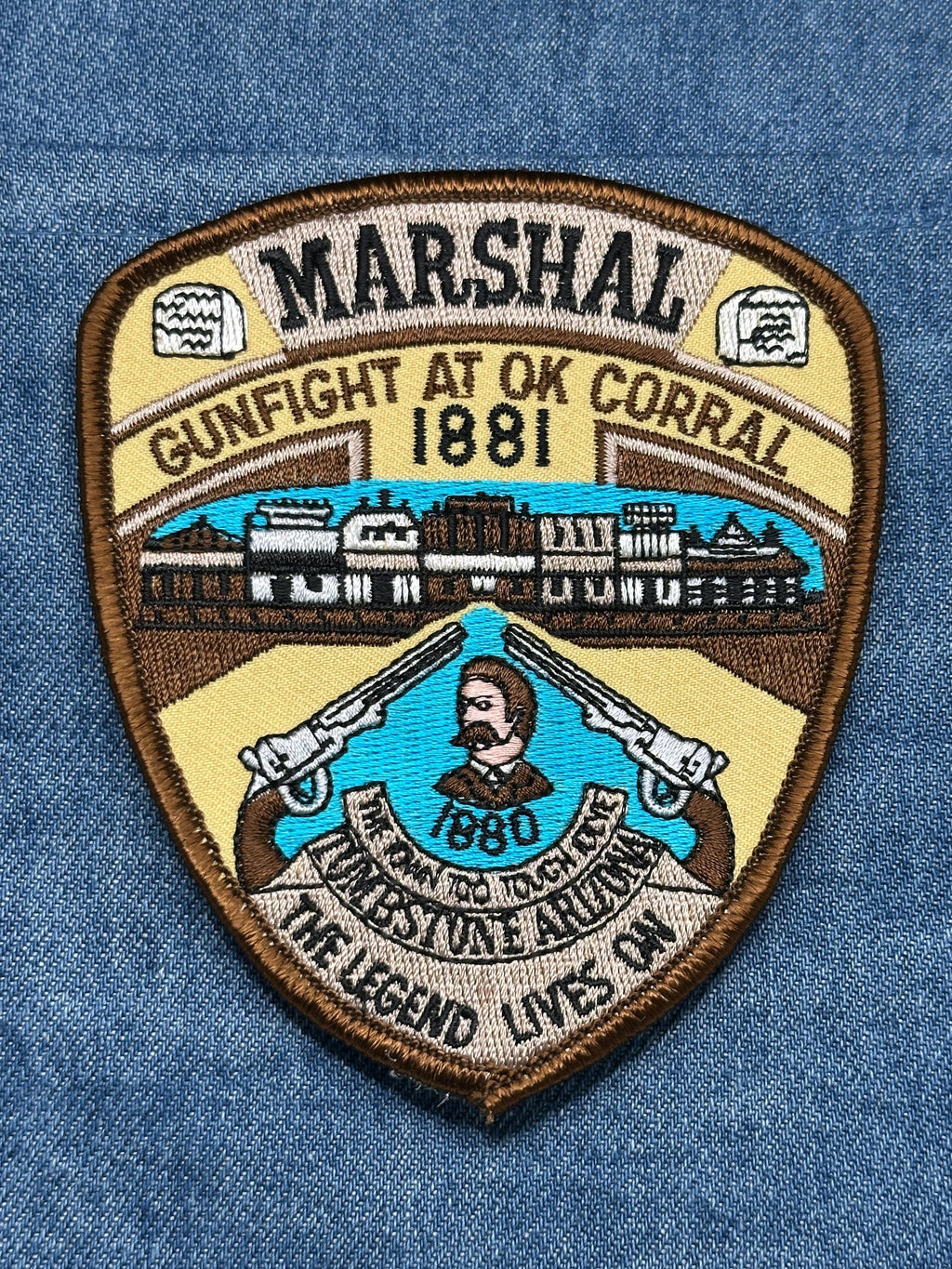 OK Corral Marshal Collectable Patch: Sew-On Tan Shield - Western History Accessory