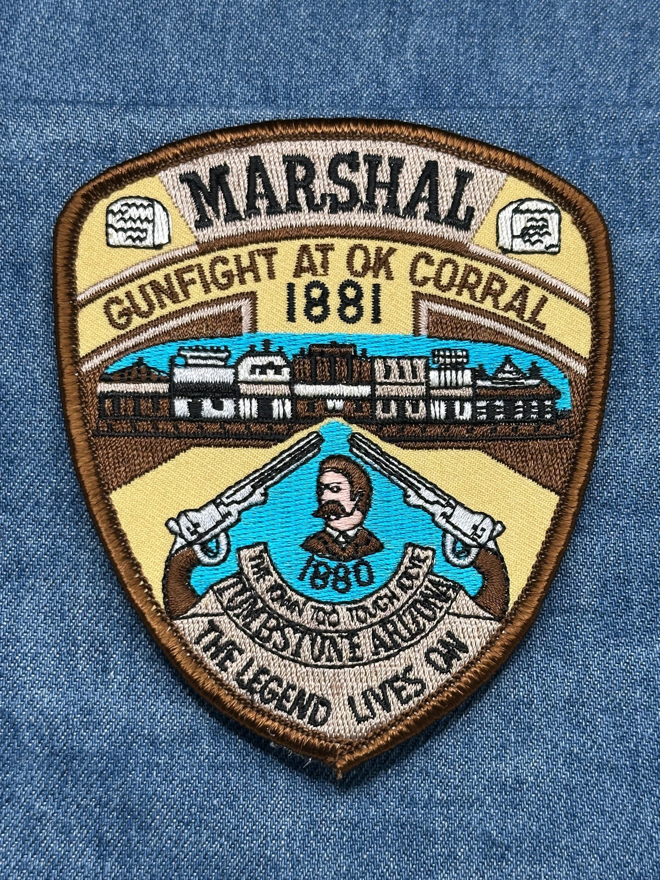 OK Corral Marshal Collectable Patch: Sew-On Tan Shield - Western History Accessory
