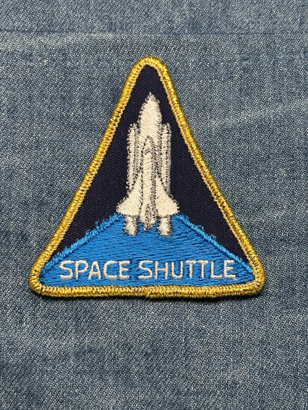 Space Shuttle Collectable Patch: Iron-On Blue Gold Trim - NASA Era Accessory