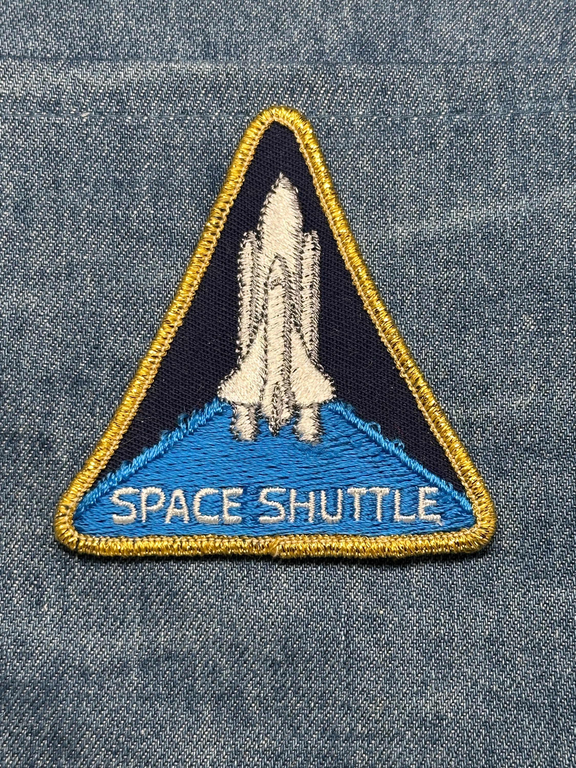 Space Shuttle Collectable Patch: Iron-On Blue Gold Trim - NASA Era Accessory