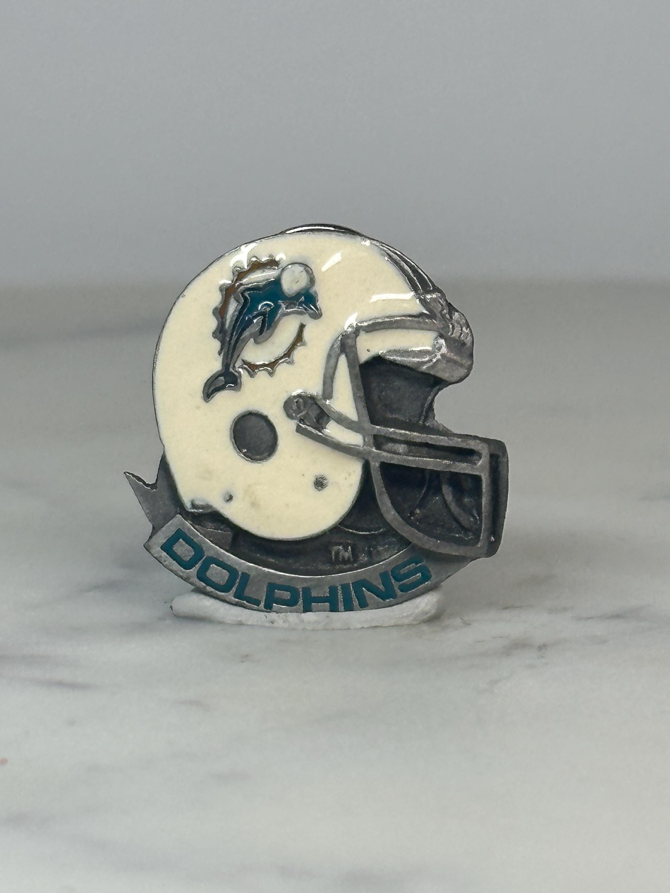 Miami Dolphins Helmet Pin: White Enamel & Pewter - Vintage NFL Accessory