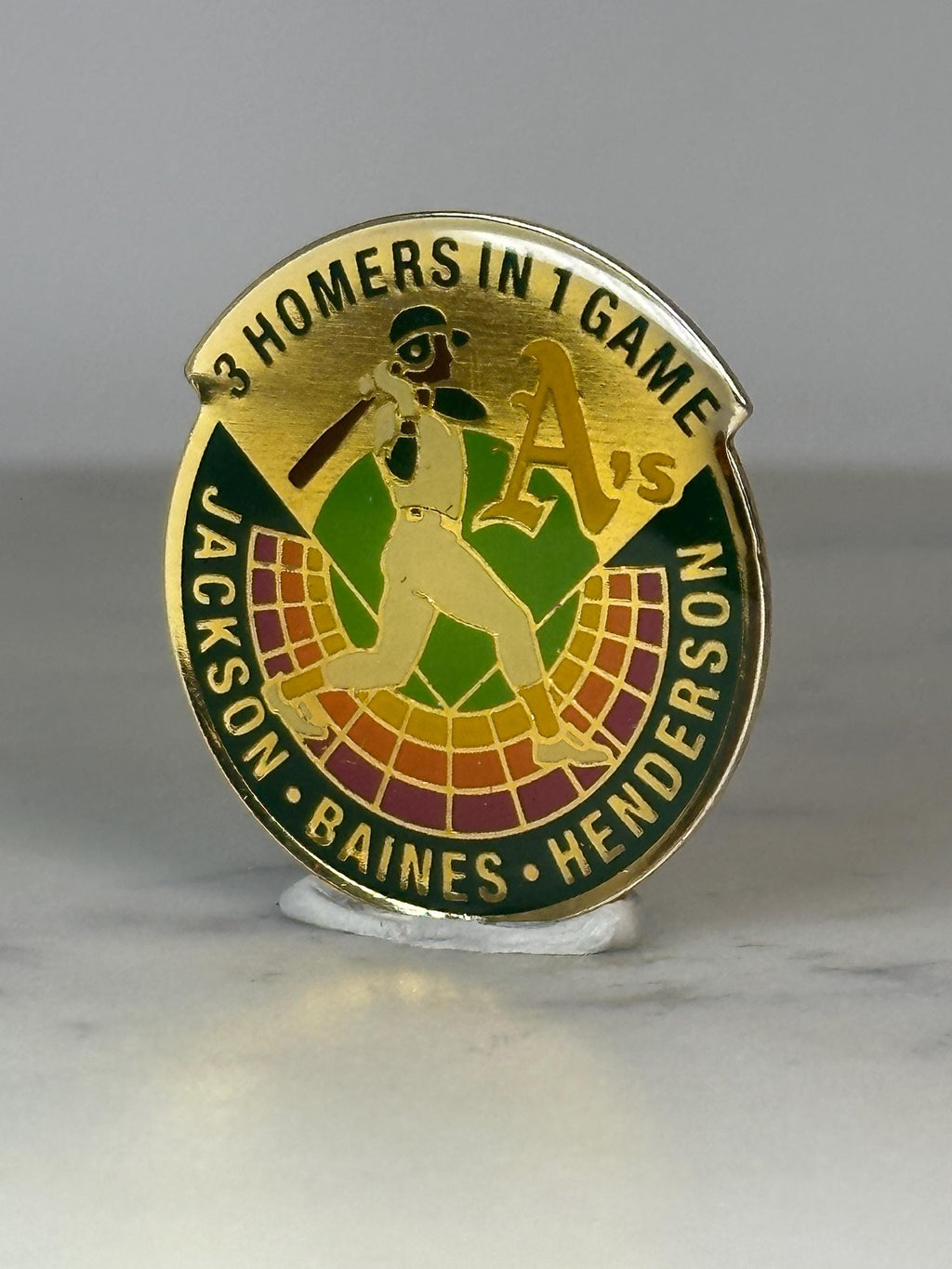 Oakland A's Baseball Pin: Gold Enamel Finish - Vintage Sports Accessory