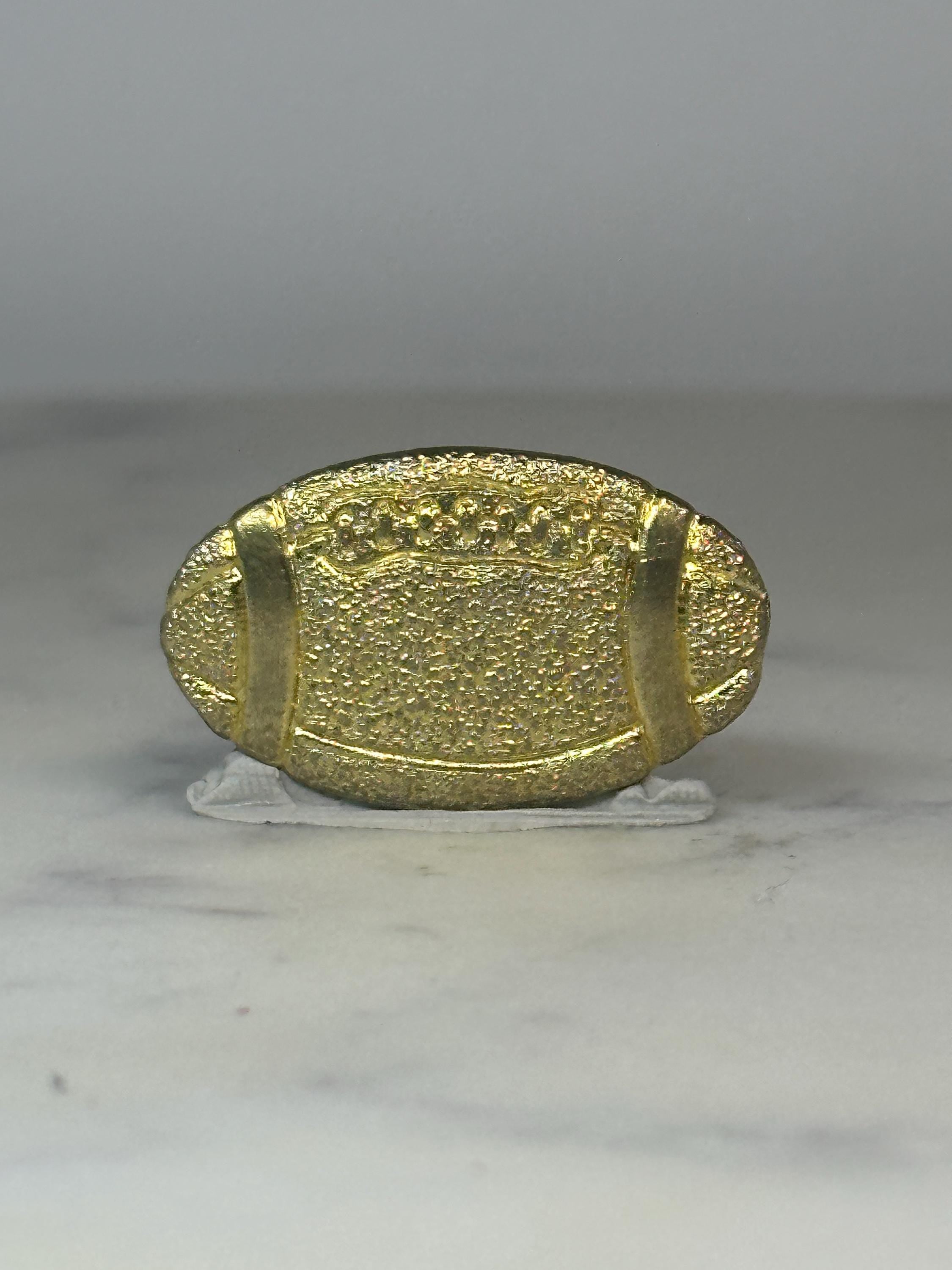 Textured Gold Tone Football Pin - Vintage Sports Accessory