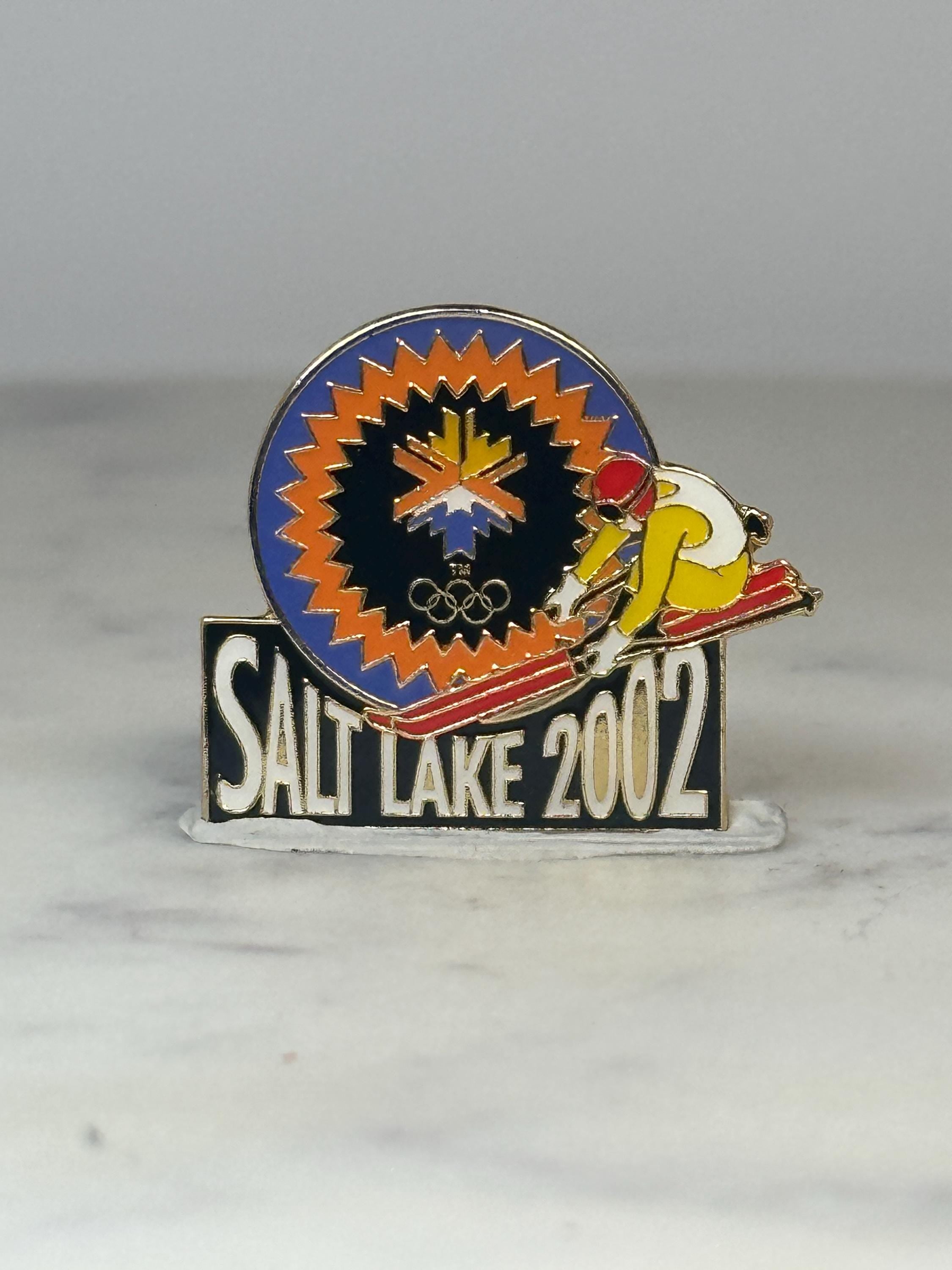 Salt Lake 2002 Olympic Pin: Skiing Theme Enamel - Winter Sports Accessory