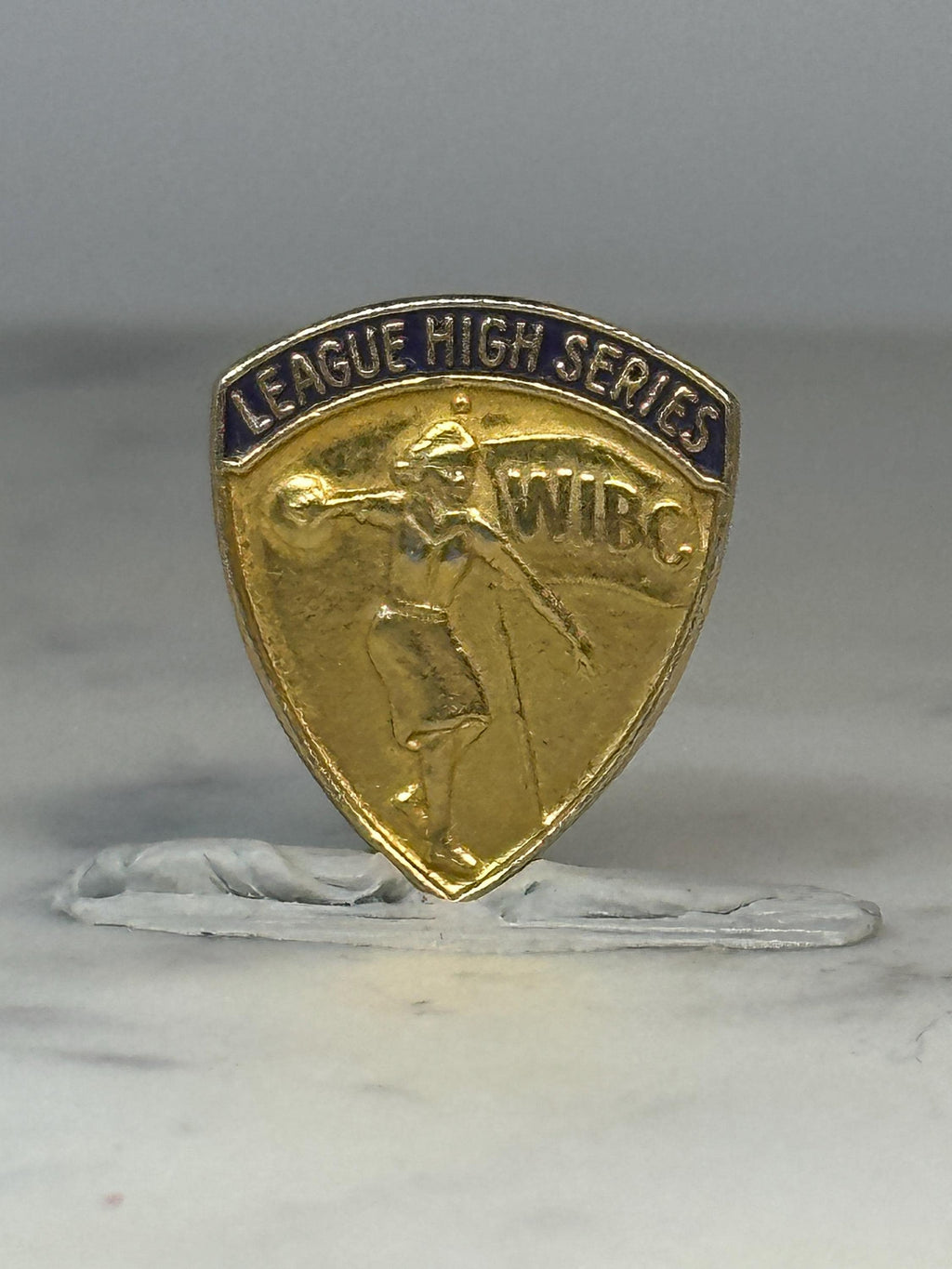 WIBC League High Series Pin: Gold & Purple Enamel - Vintage Bowling Accessory