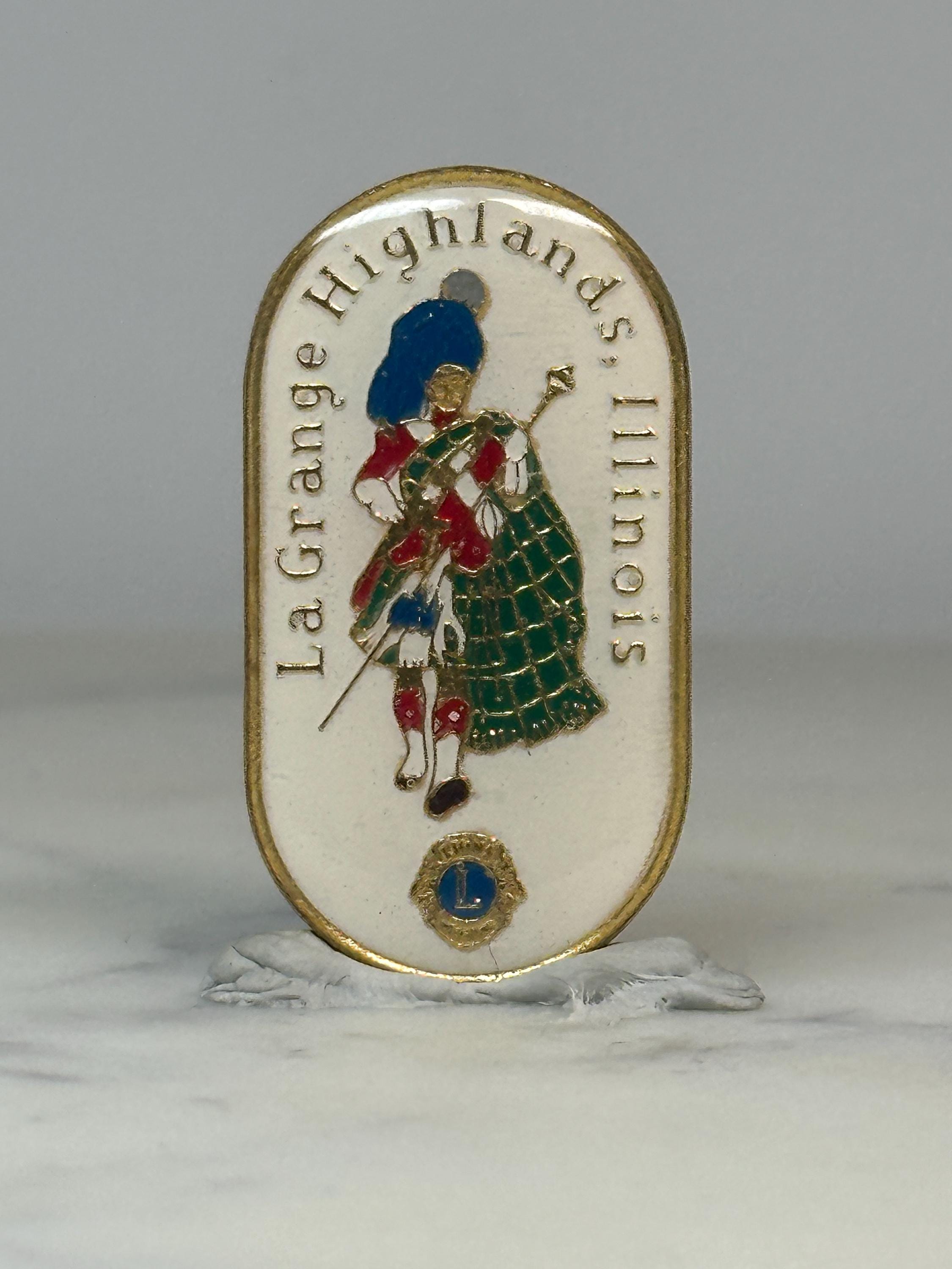 LaGrange Highlands Illinois Pin: Enamel & Gold Tone - Lions Club Collectible