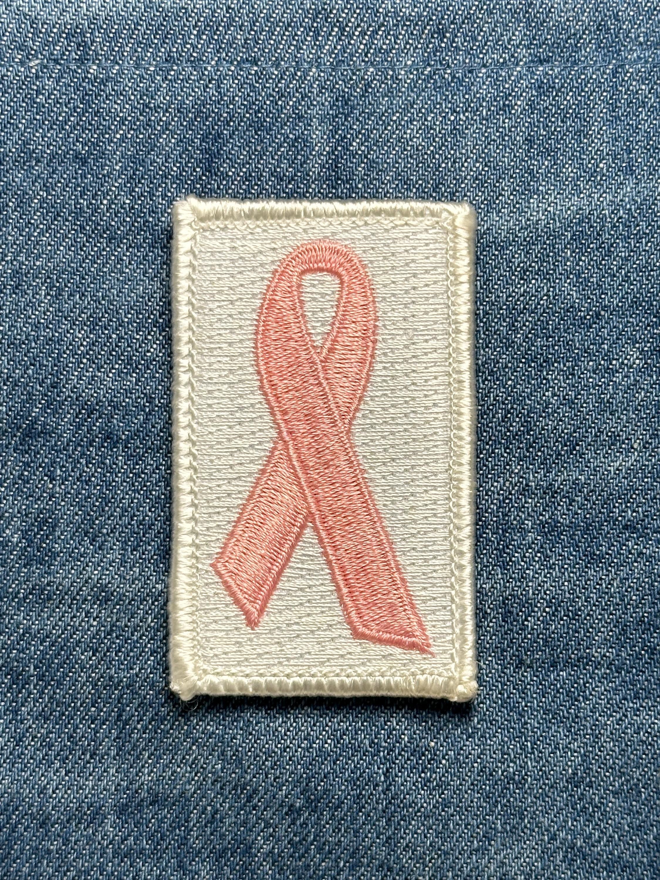 Pink Ribbon Cancer Awareness Patch: Sew-On Satin Finish - Awareness Accessory