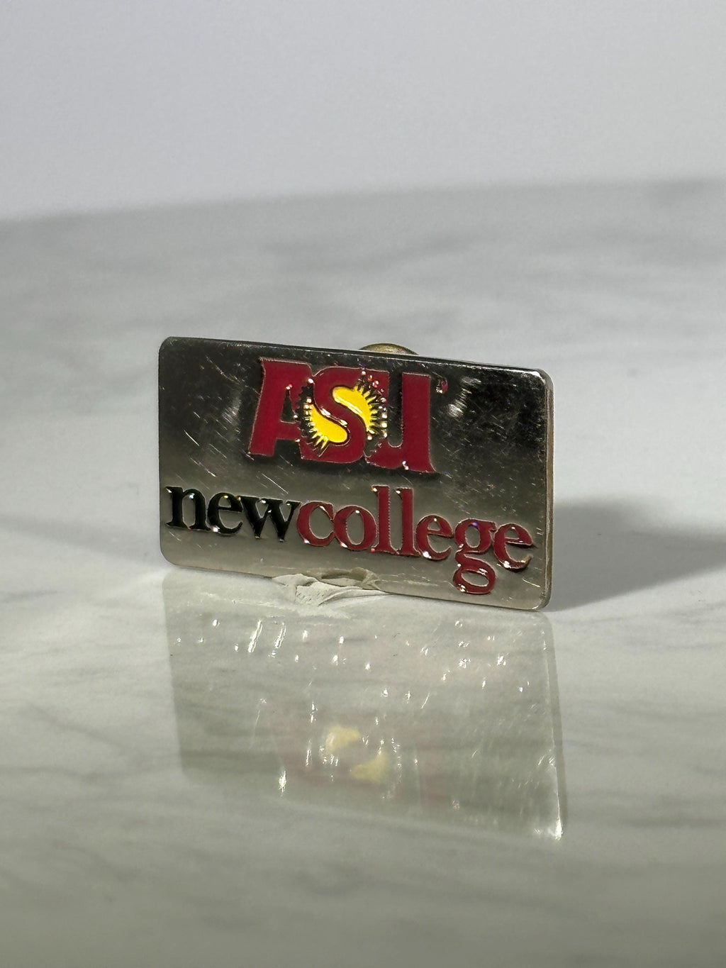 ASU New College Pin: Silver Red Enamel - Vintage University Accessory