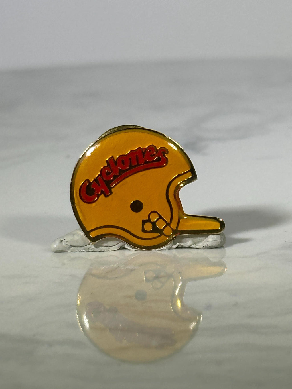 Iowa State Cyclones Football Helmet Pin: Yellow Enamel - Vintage Sports Accessory