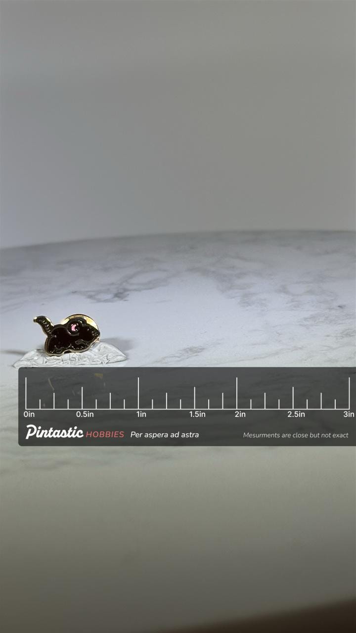 Mouse Lapel Pin: Gold & Brown Enamel - Whimsical Animal Accessory with ruler overlay for size reference