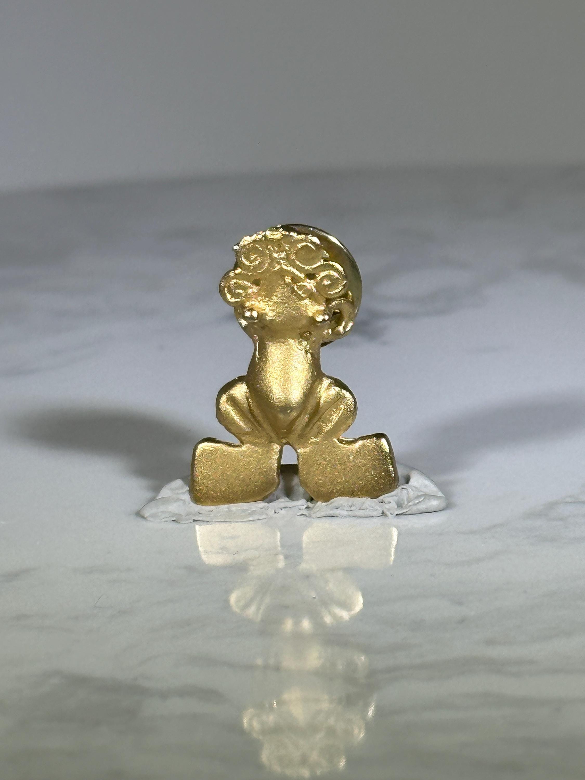 Whimsical Frog Figure Pin: Matte Gold Finish - Vintage Animal Accessory