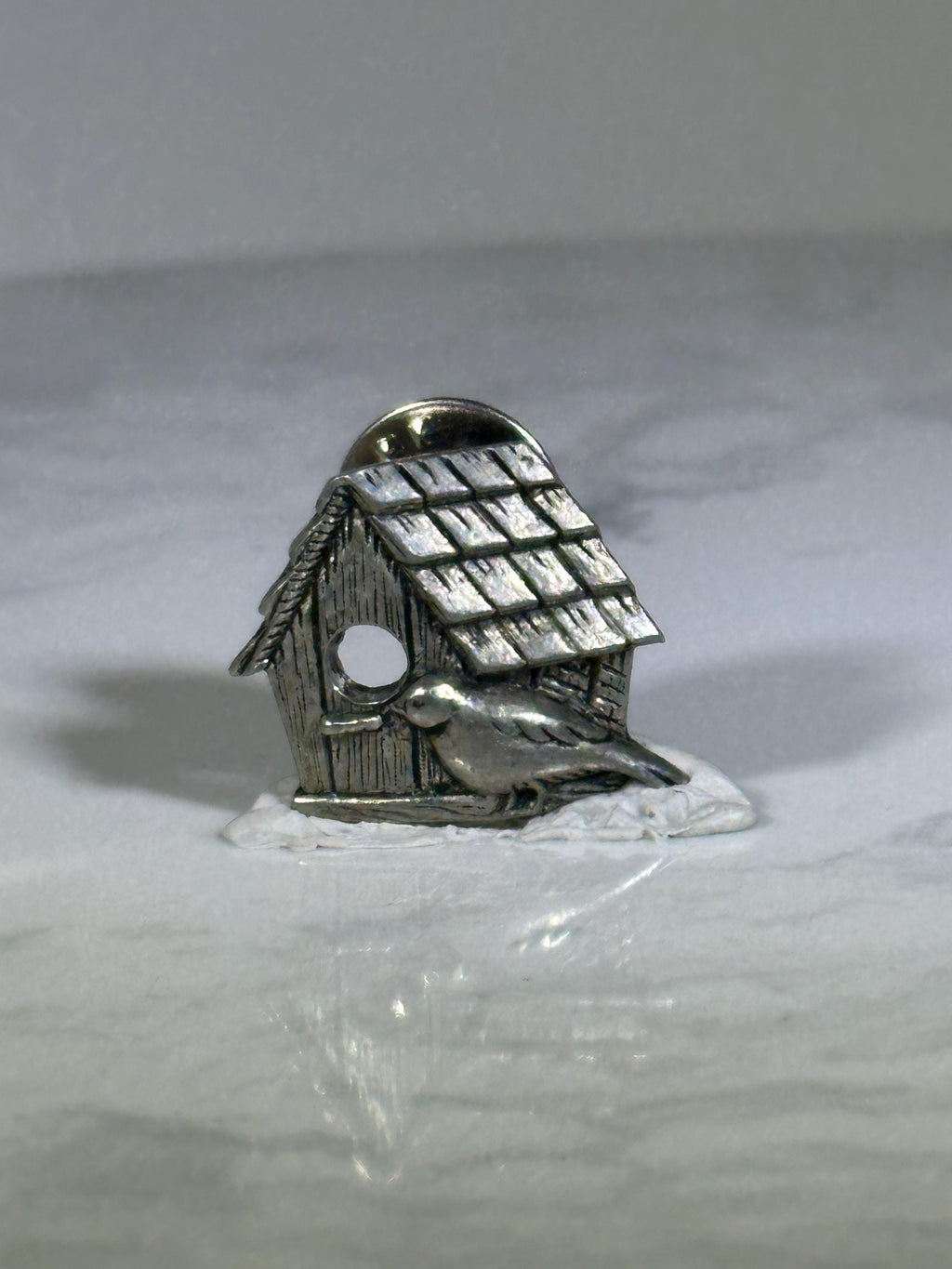 Birdhouse Pin: Pewter Finish - Nature Theme Accessory