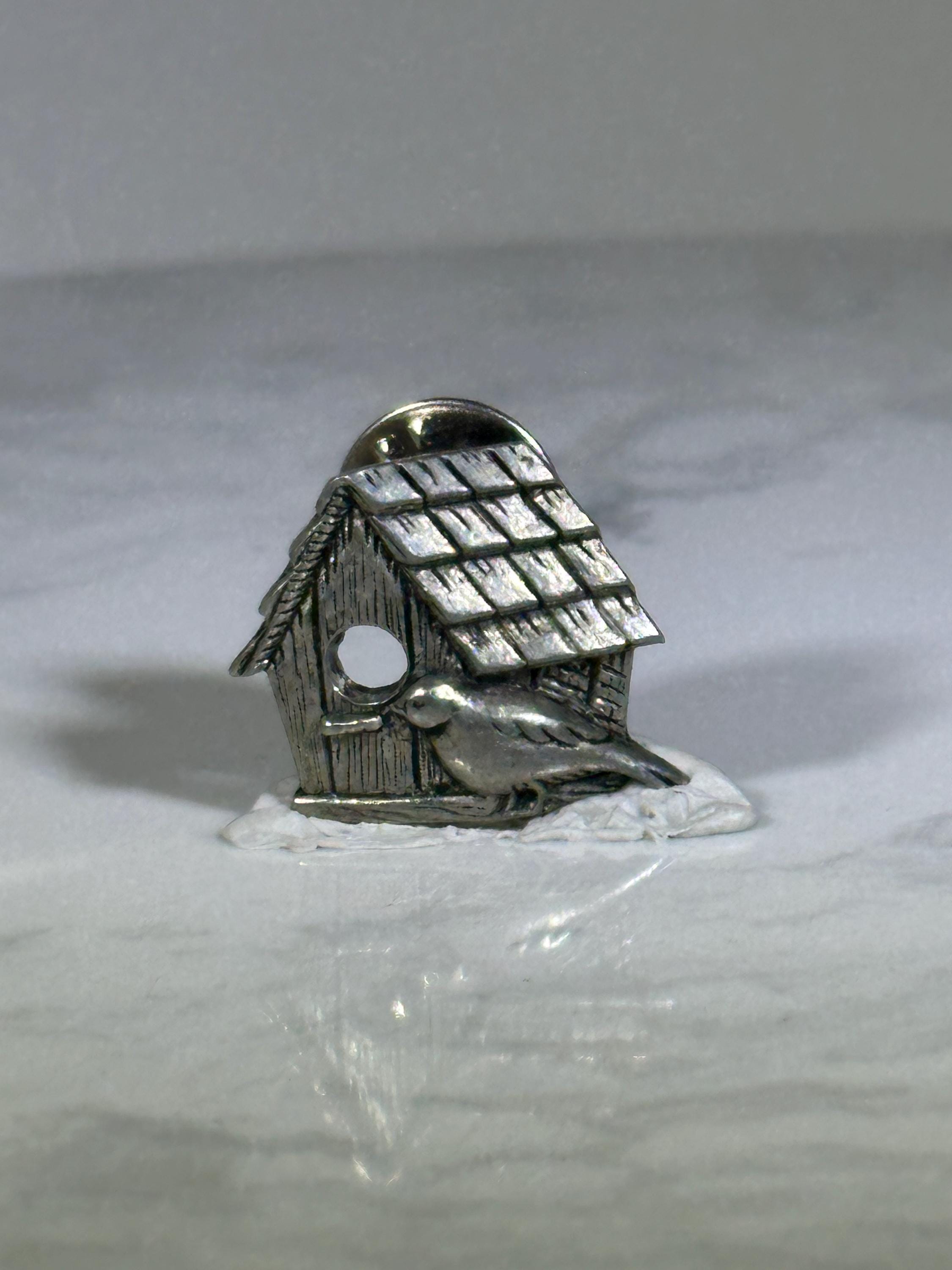 Birdhouse Pin: Pewter Finish - Nature Theme Accessory