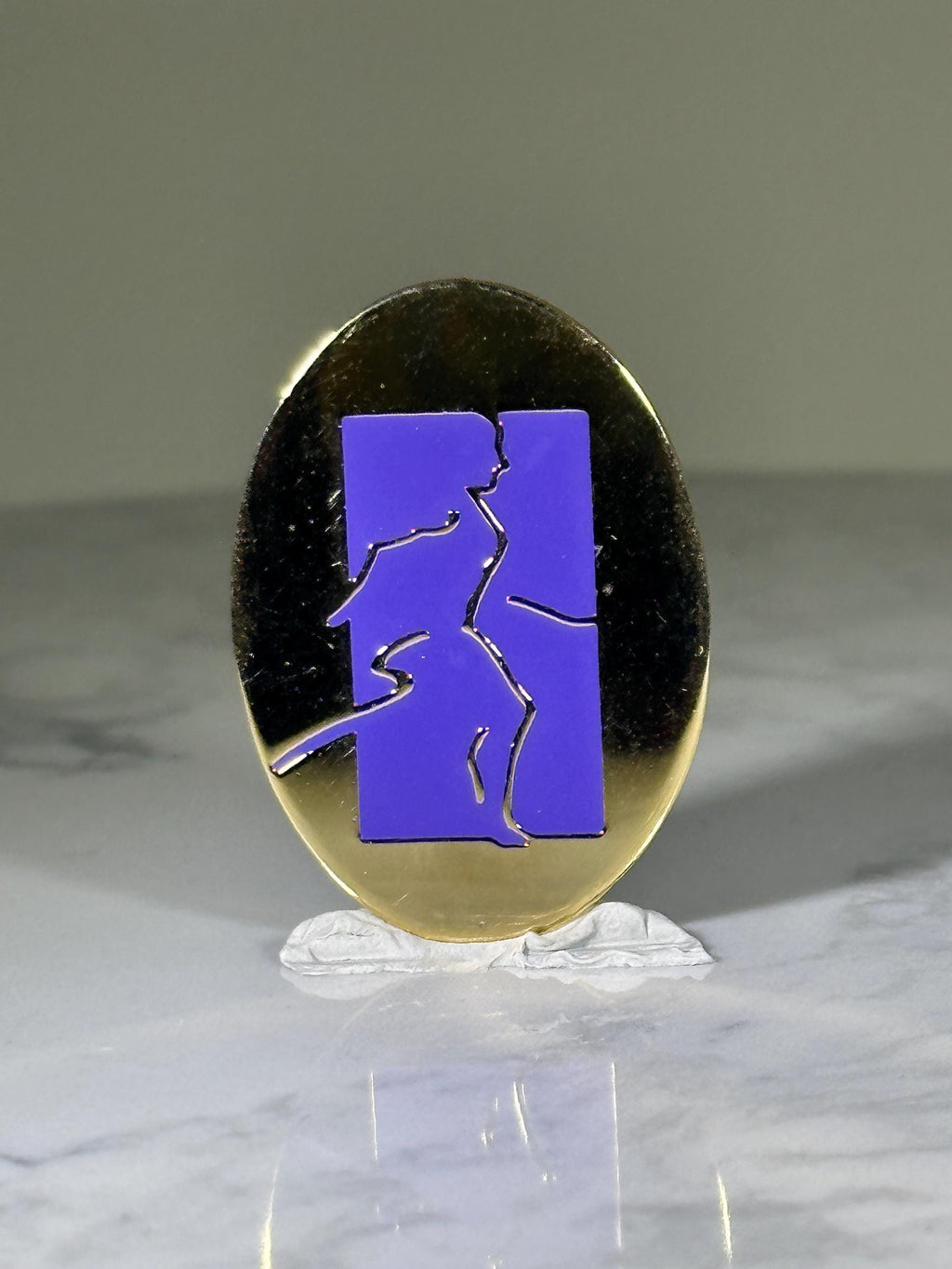 Women's Sports Foundation Pin: Gold & Purple Enamel - Retro Art Sport Accessory
