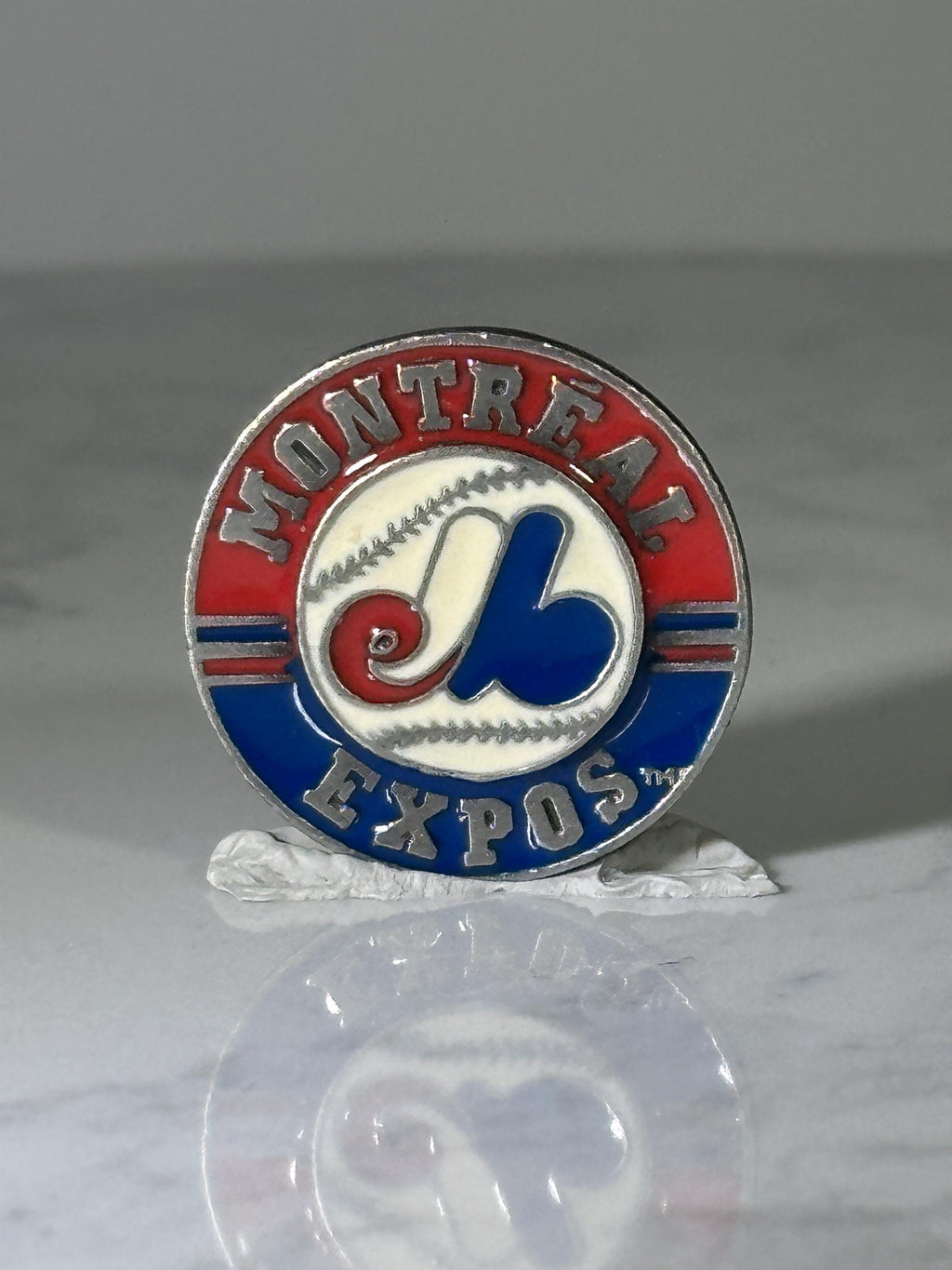 Montreal Expos Baseball Pin: Red White Blue Enamel - Vintage Sports Accessory