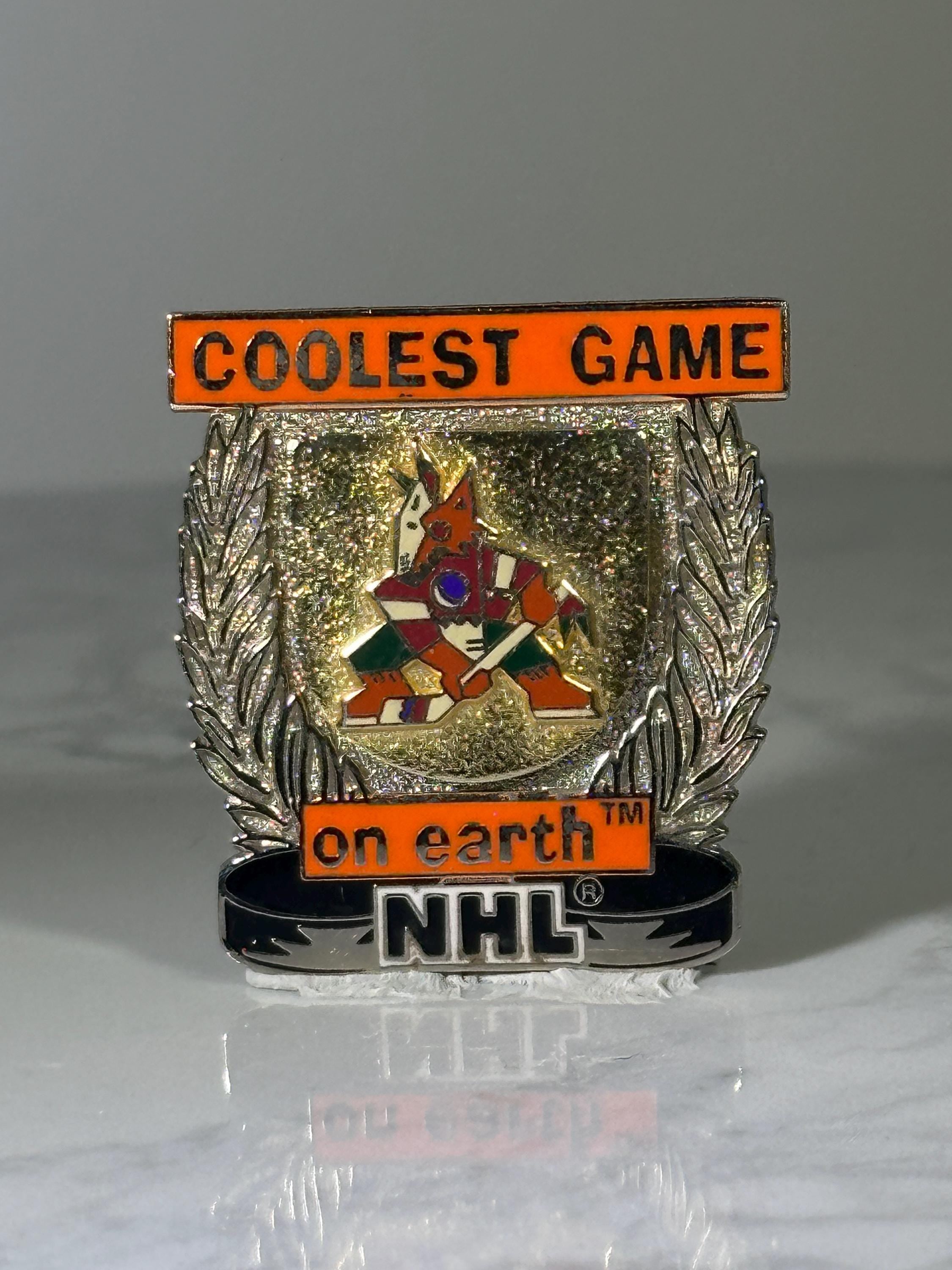 NHL Coyotes Lapel Pin: Gold Tone Enamel Finish - Vintage Hockey Accessory