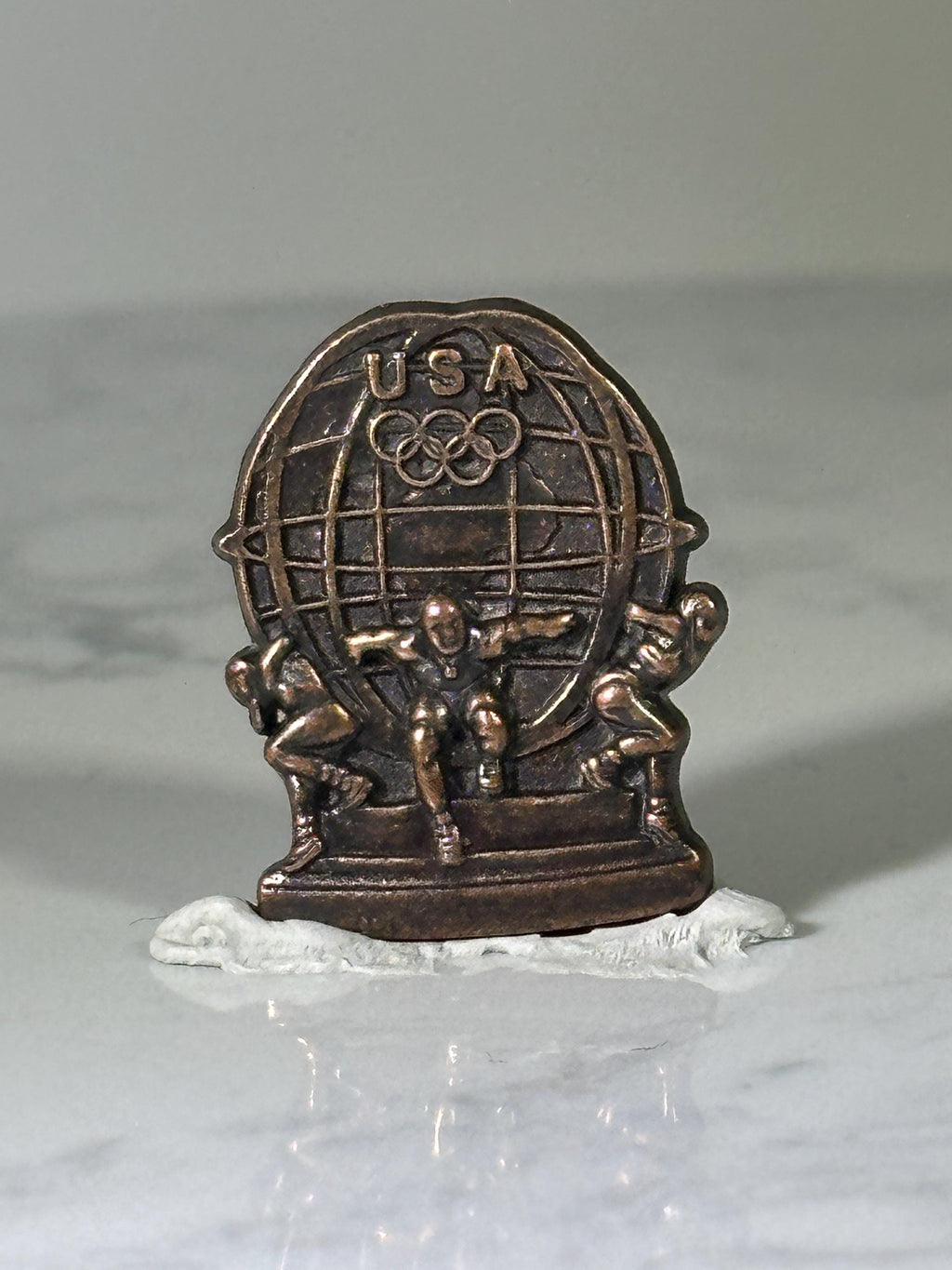 USA Olympic Wrestlers Pin: Bronze Finish - Vintage Sports Accessory